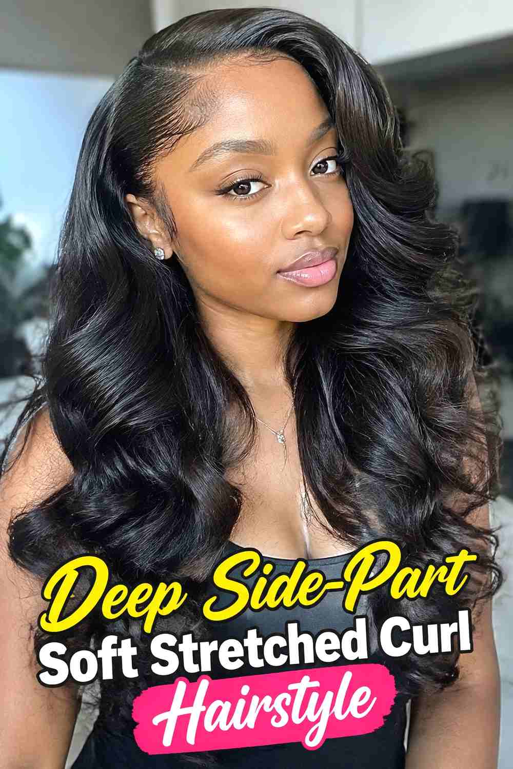 3. Deep Side Part Soft Stretched Curl Hairstyle