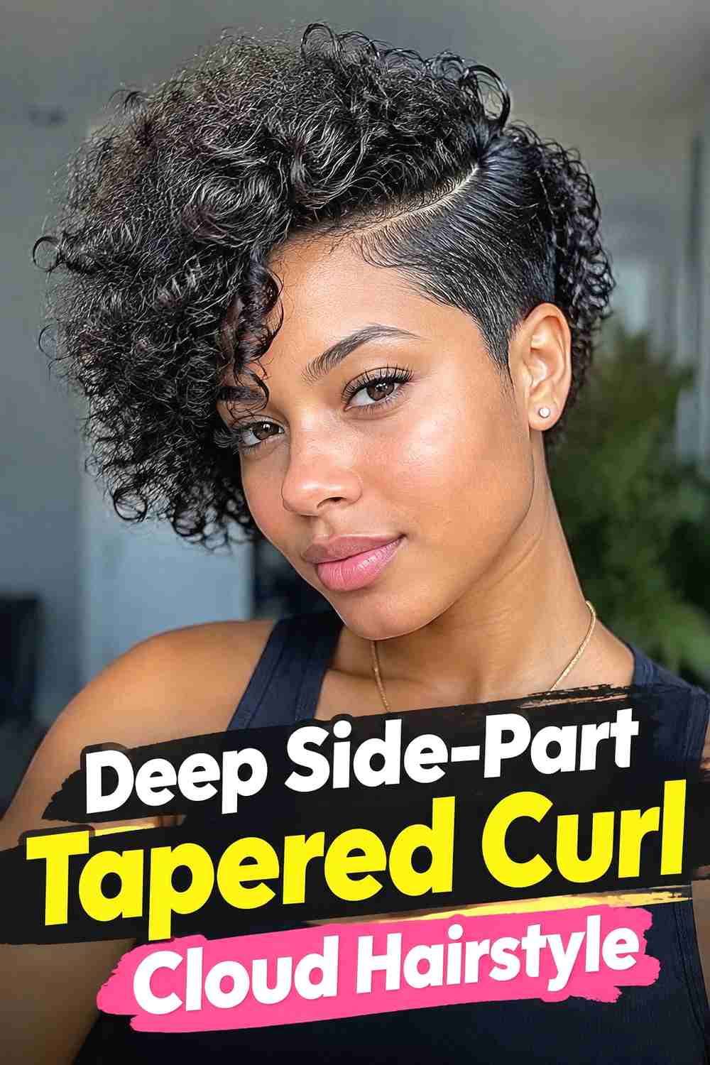 7. Deep Side Part Tapered Curl Cloud Hairstyle