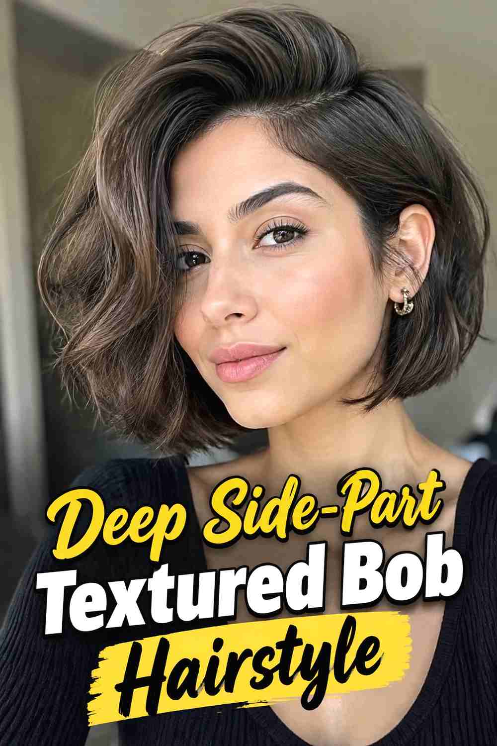 5. Deep Side Part Textured Bob Hairstyle