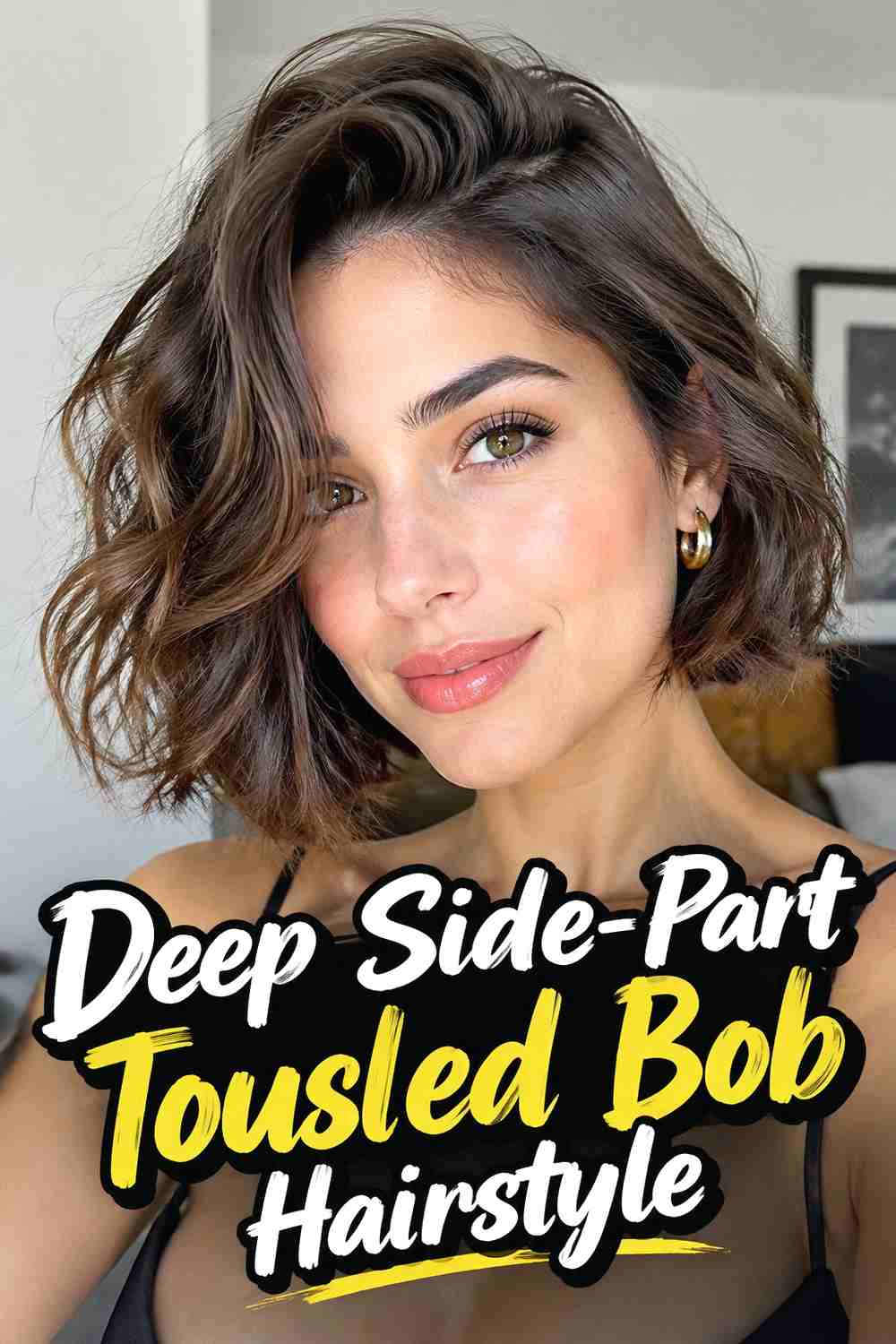 10. Deep Side Part Tousled Bob Hairstyle
