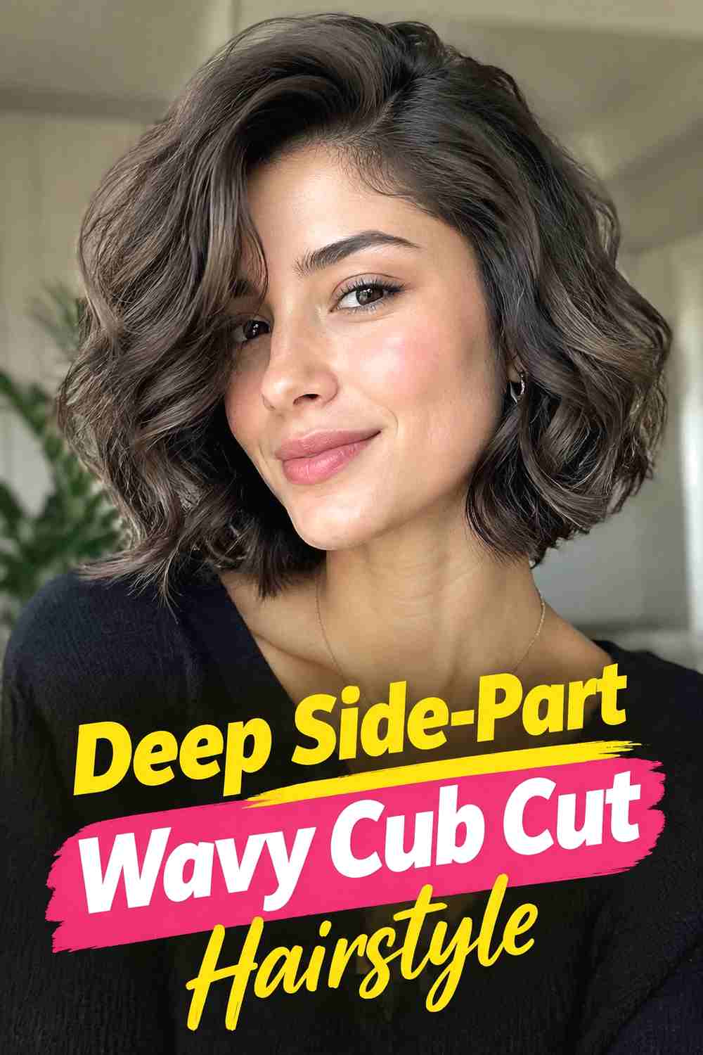 7. Deep Side Part Wavy Cub Cut Hairstyle