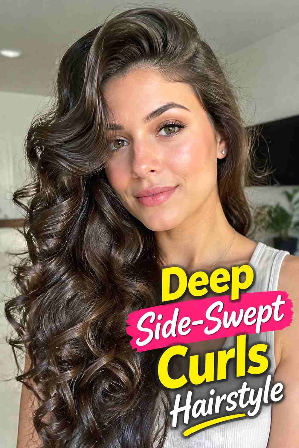 12. Deep Side Swept Curls Hairstyle