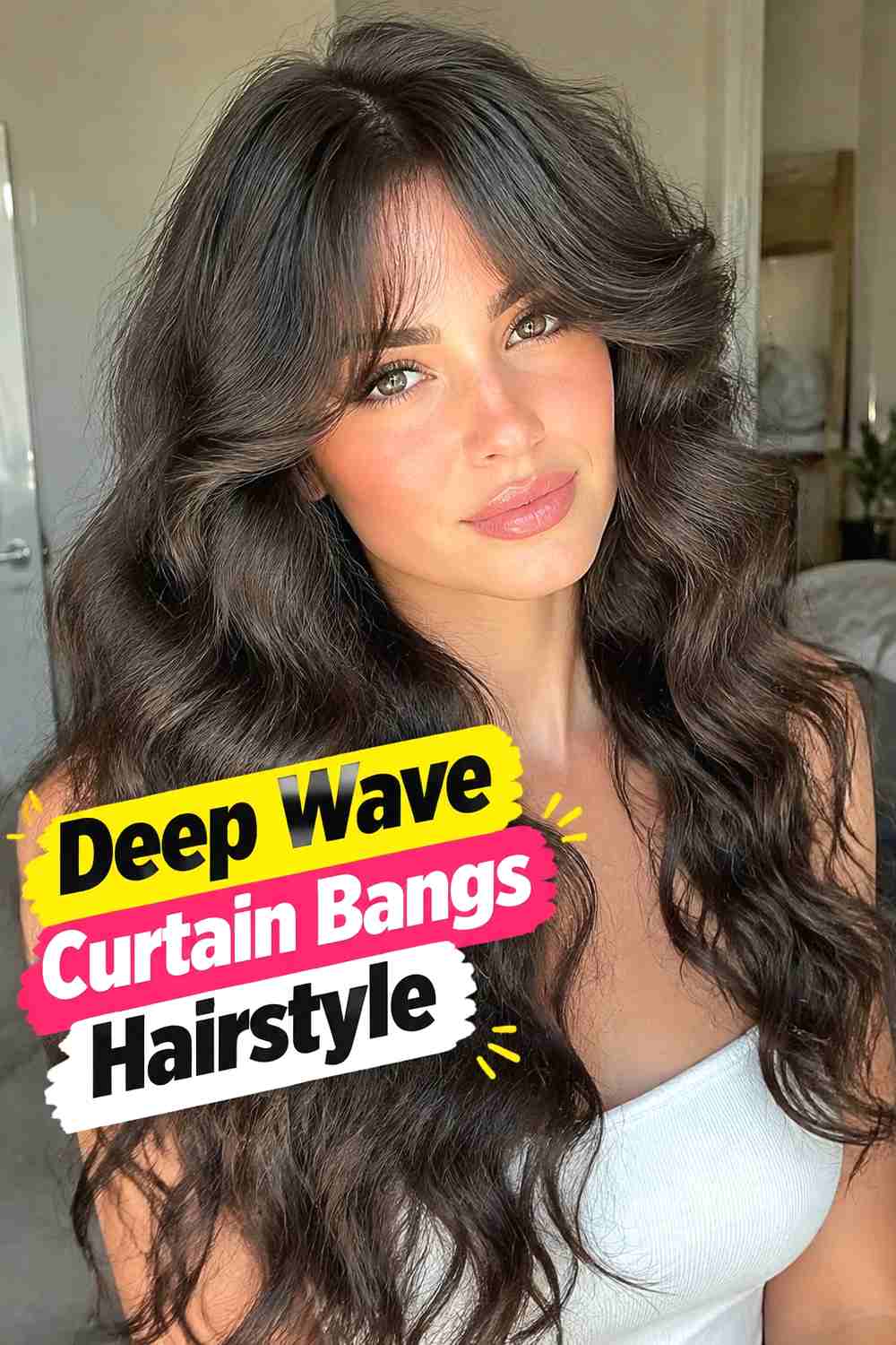 5. Deep Wave Curtain Bangs Hairstyle