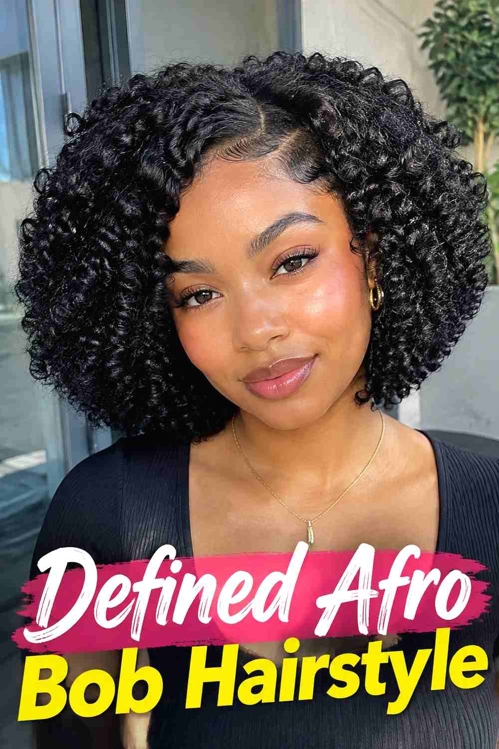 5. Defined Afro Bob Hairstyle
