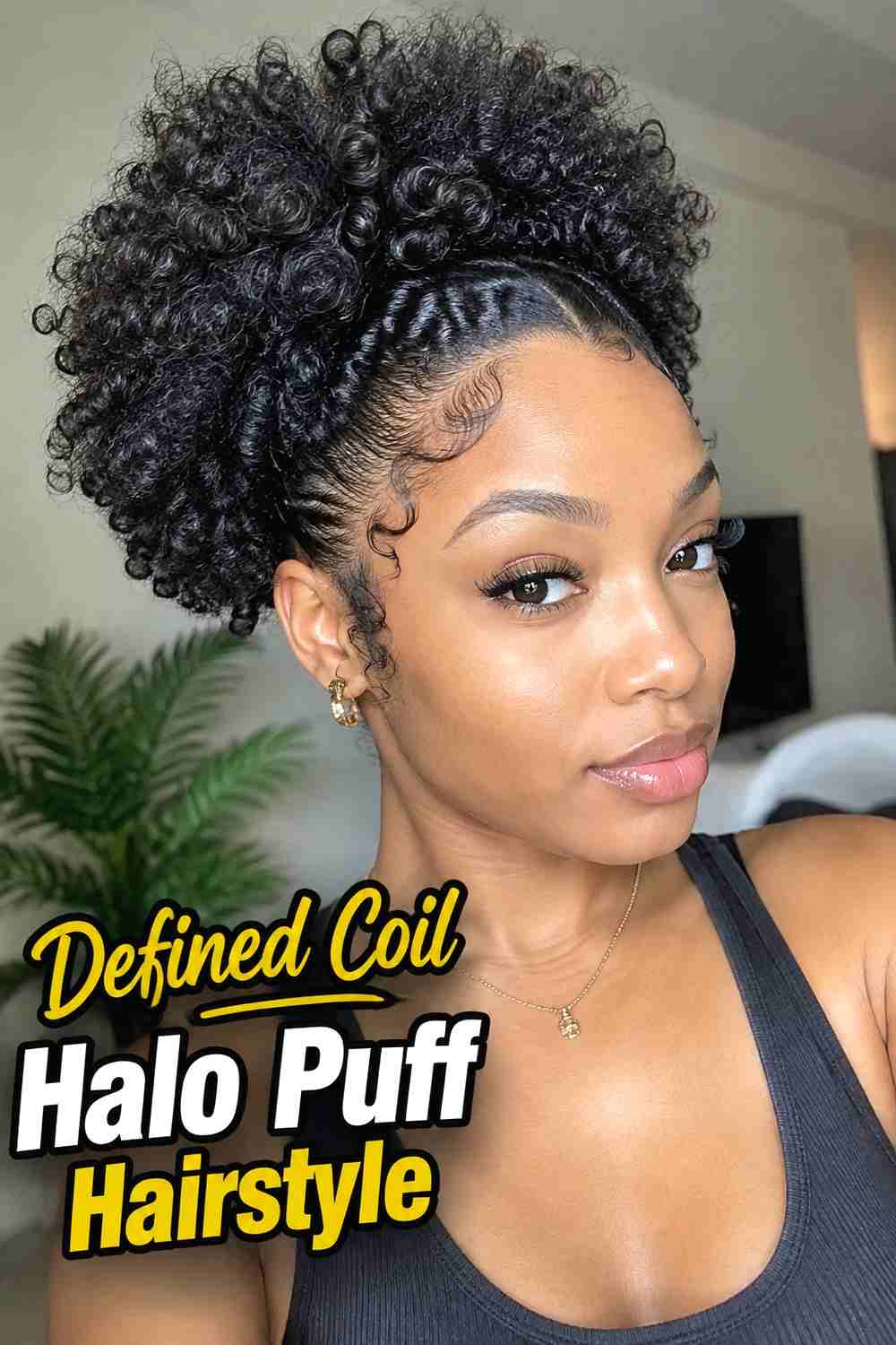 4. Defined Coil Halo Puff Hairstyle