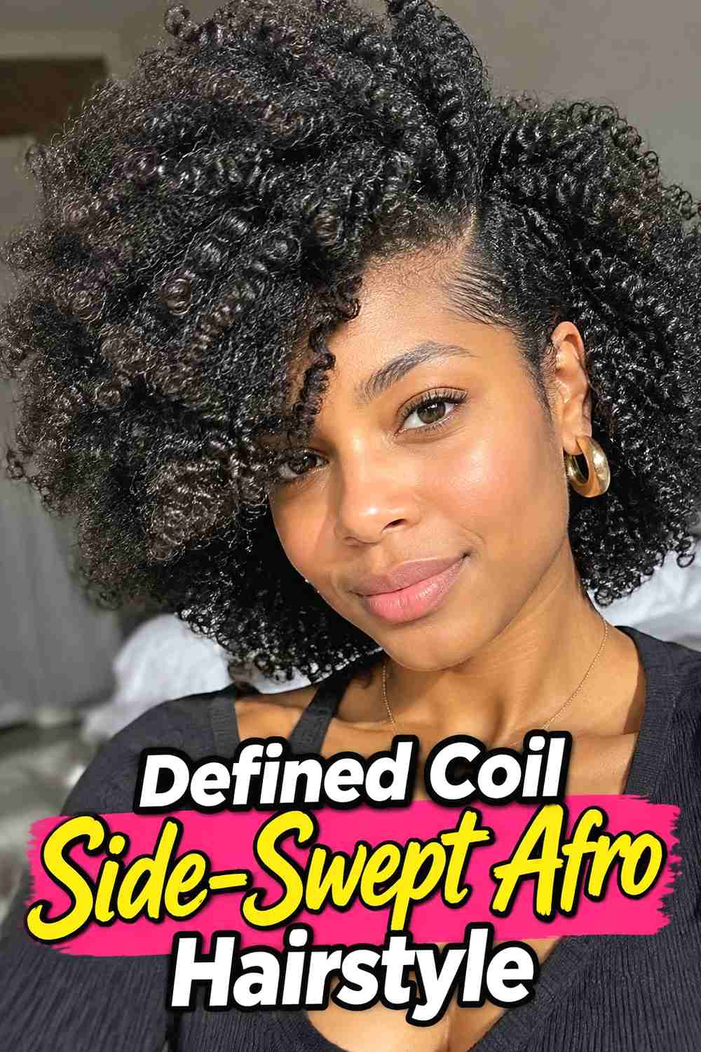 5. Defined Coil Side Swept Afro Hairstyle