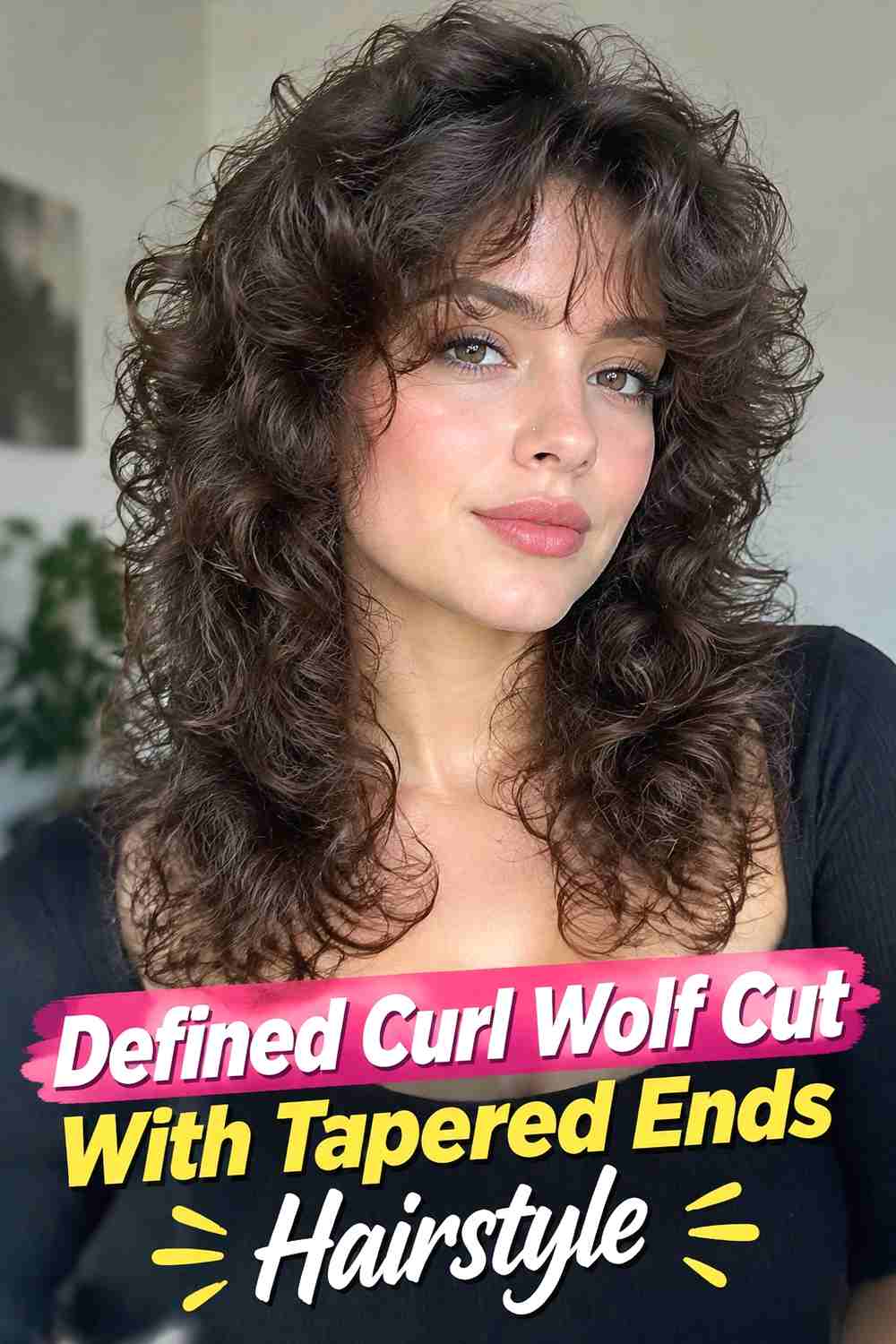 6. Defined Curl Wolf Cut With Tapered Ends Hairstyle