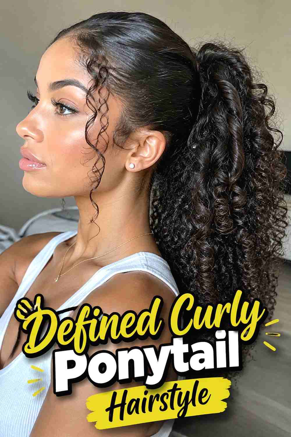 7. Defined Curly Ponytail Hairstyle