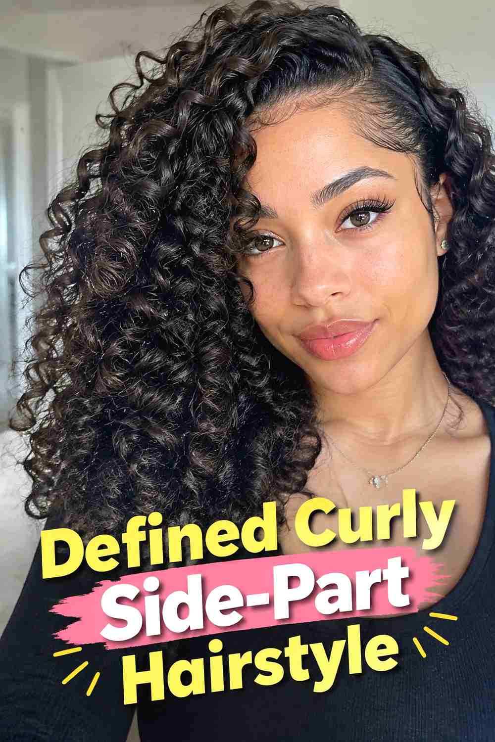 11. Defined Curly Side Part Hairstyle