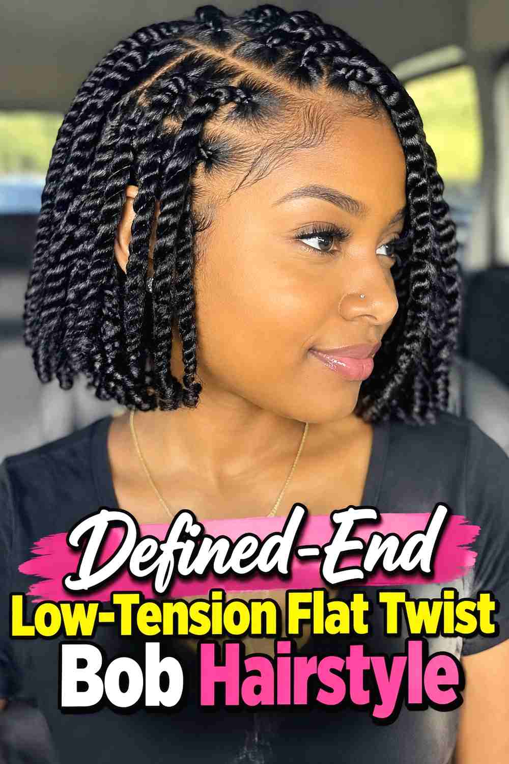 13. Defined End Low Tension Flat Twist Bob Hairstyle
