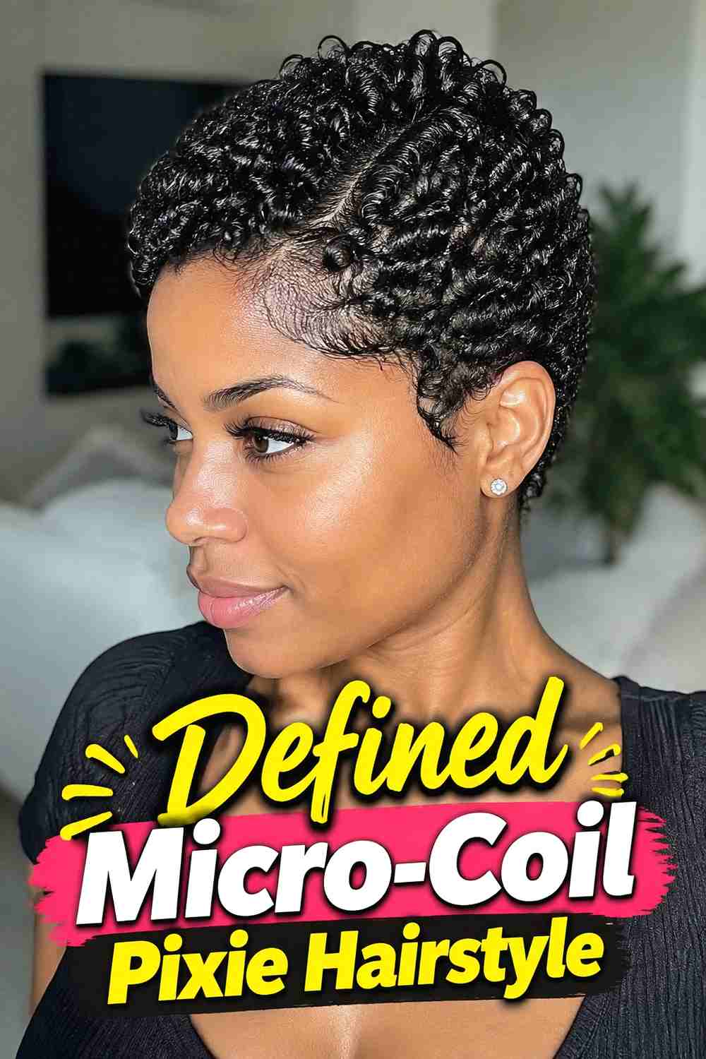 8. Defined Micro Coil Pixie Hairstyle
