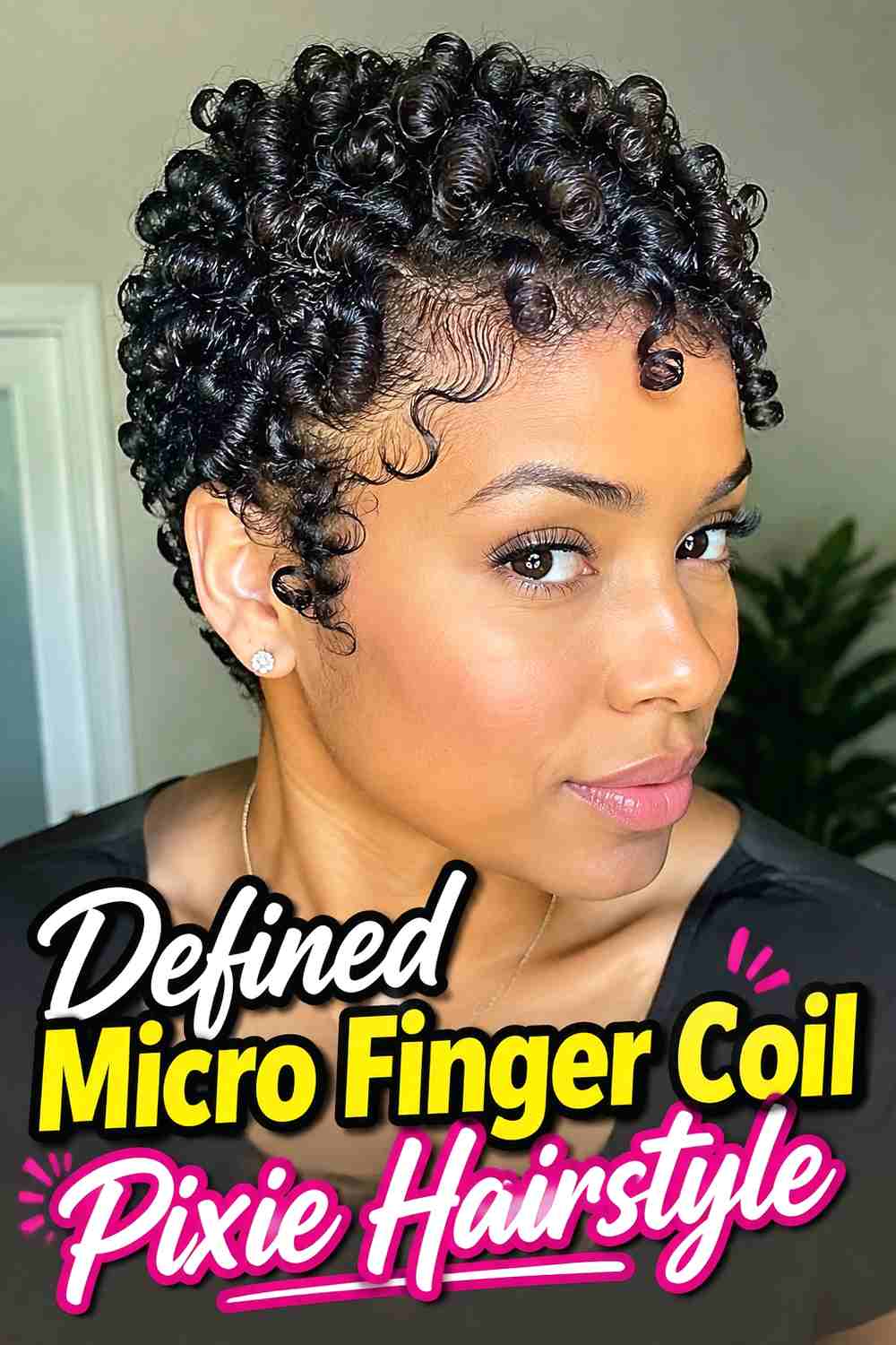 1. Defined Micro Finger Coil Pixie Hairstyle