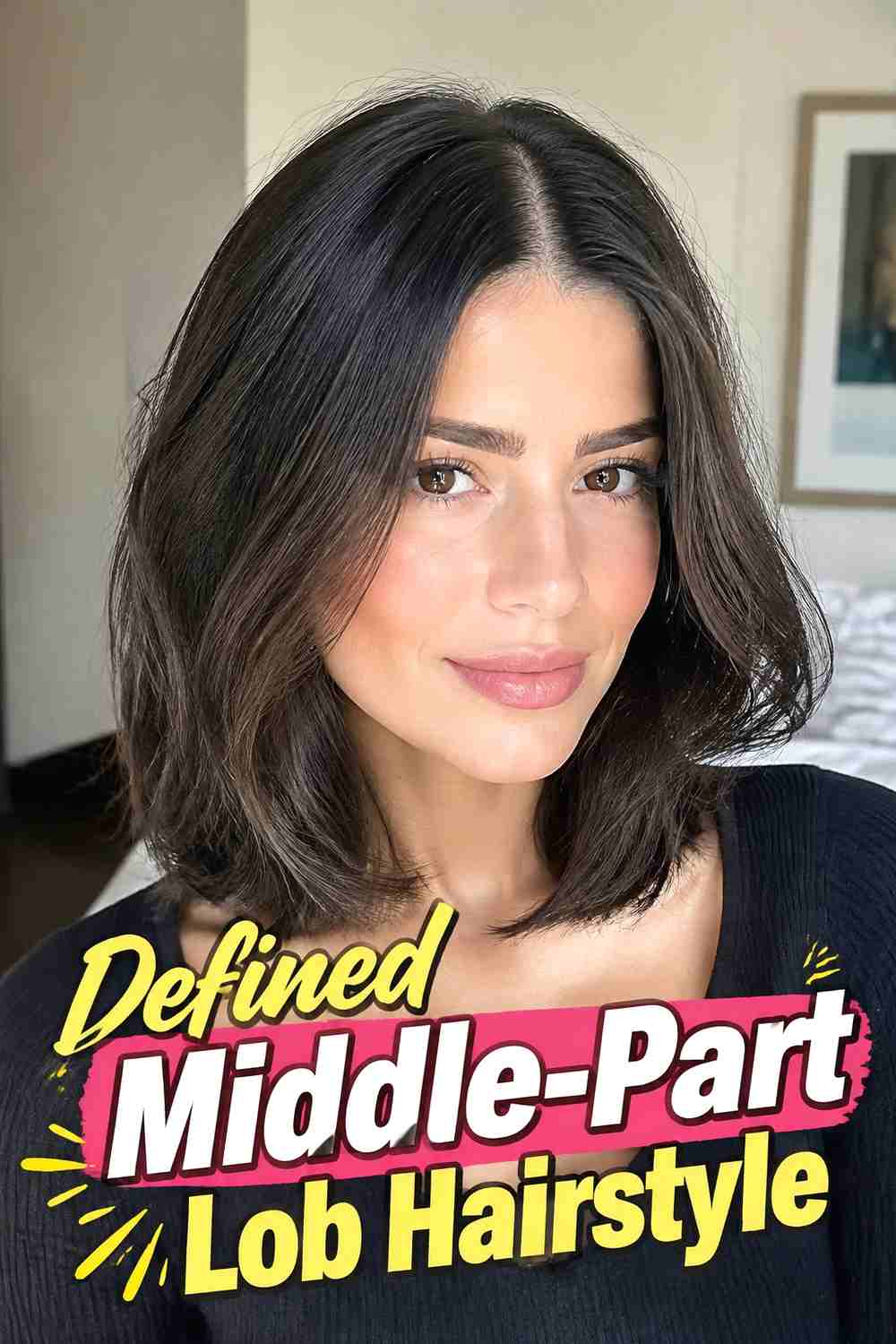 8. Defined Middle Part Lob Hairstyle