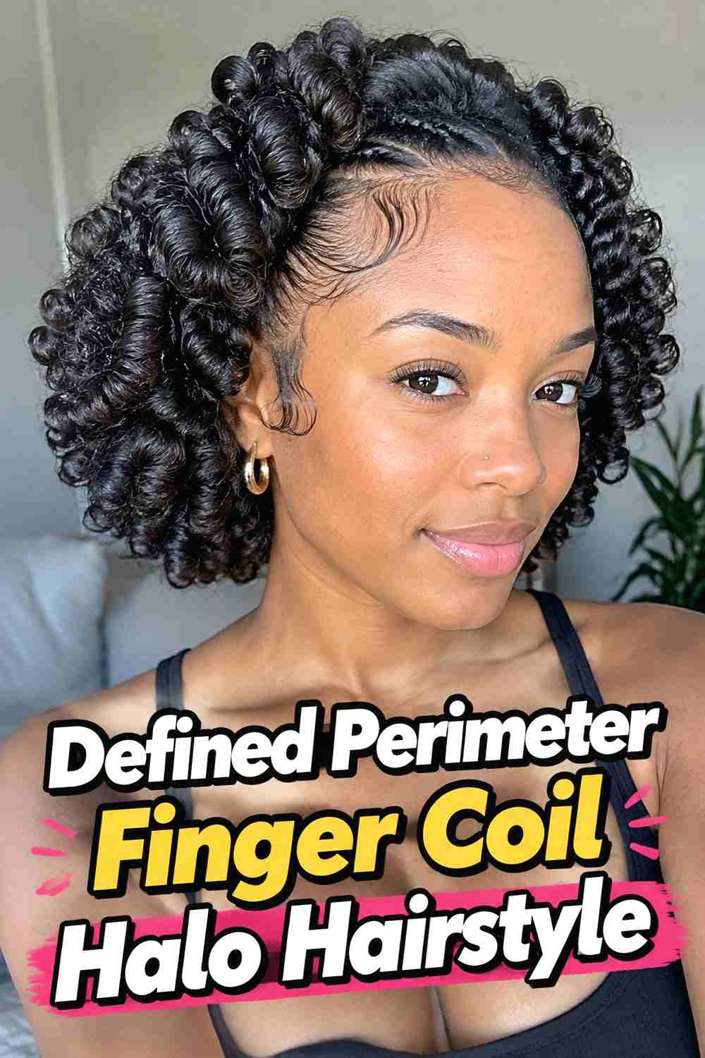13. Defined Perimeter Finger Coil Halo Hairstyle