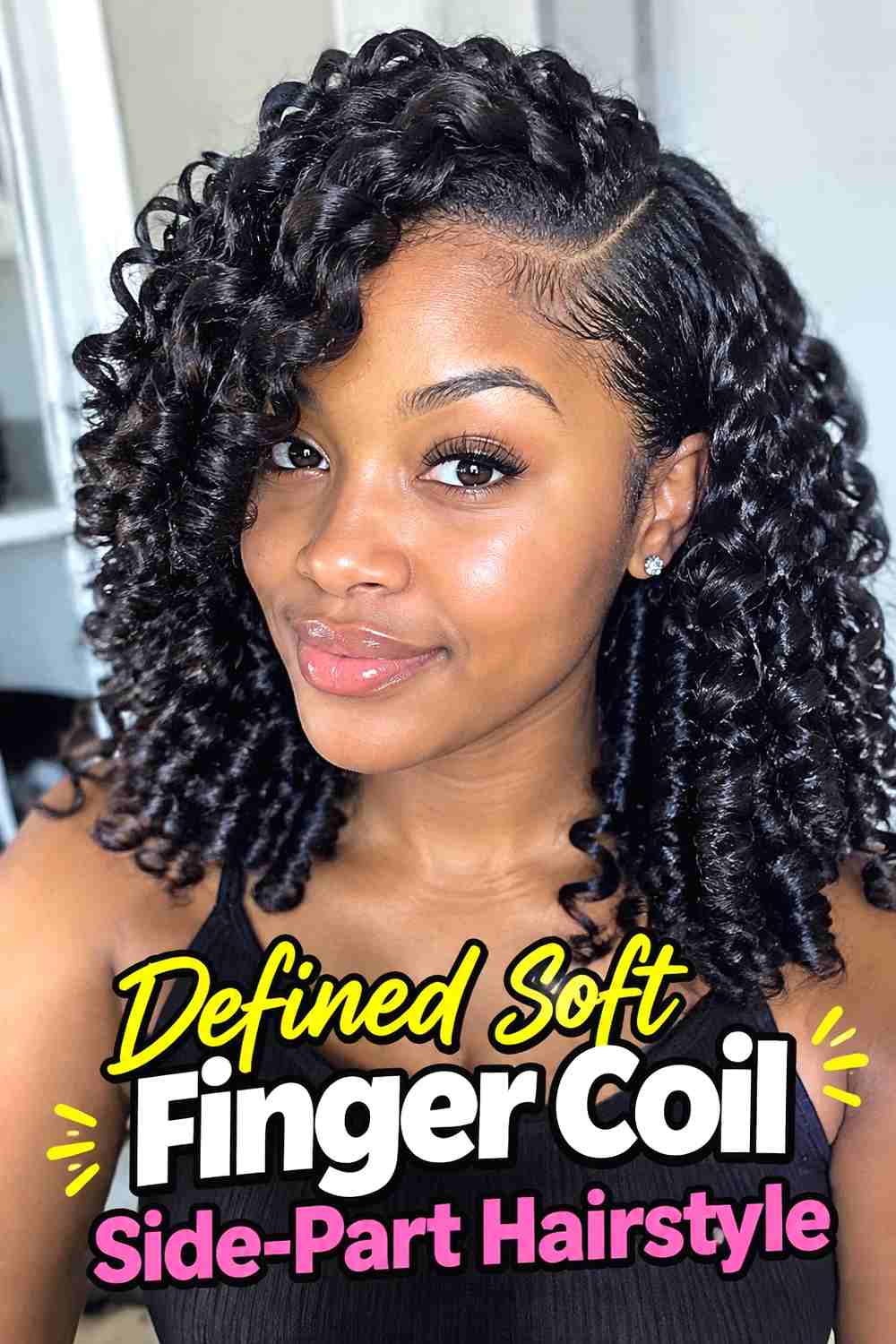 11. Defined Soft Finger Coil Side Part Hairstyle