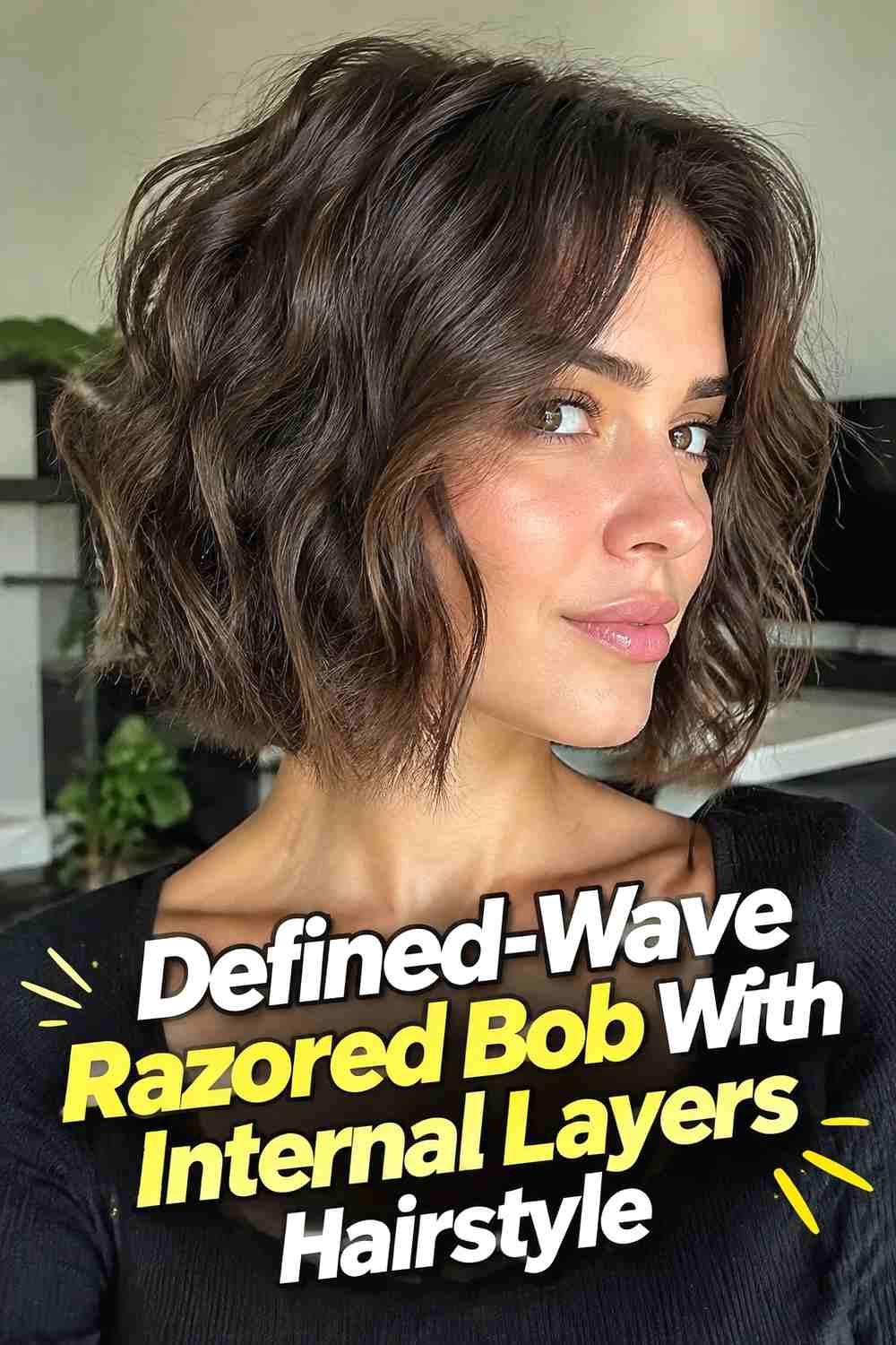 12. Defined Wave Razored Bob With Internal Layers Hairstyle