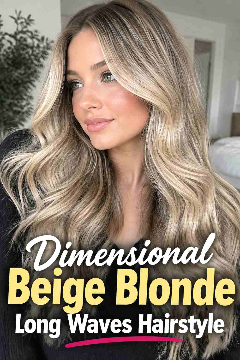 11. Dimensional Beige Blonde Long Waves Hairstyle