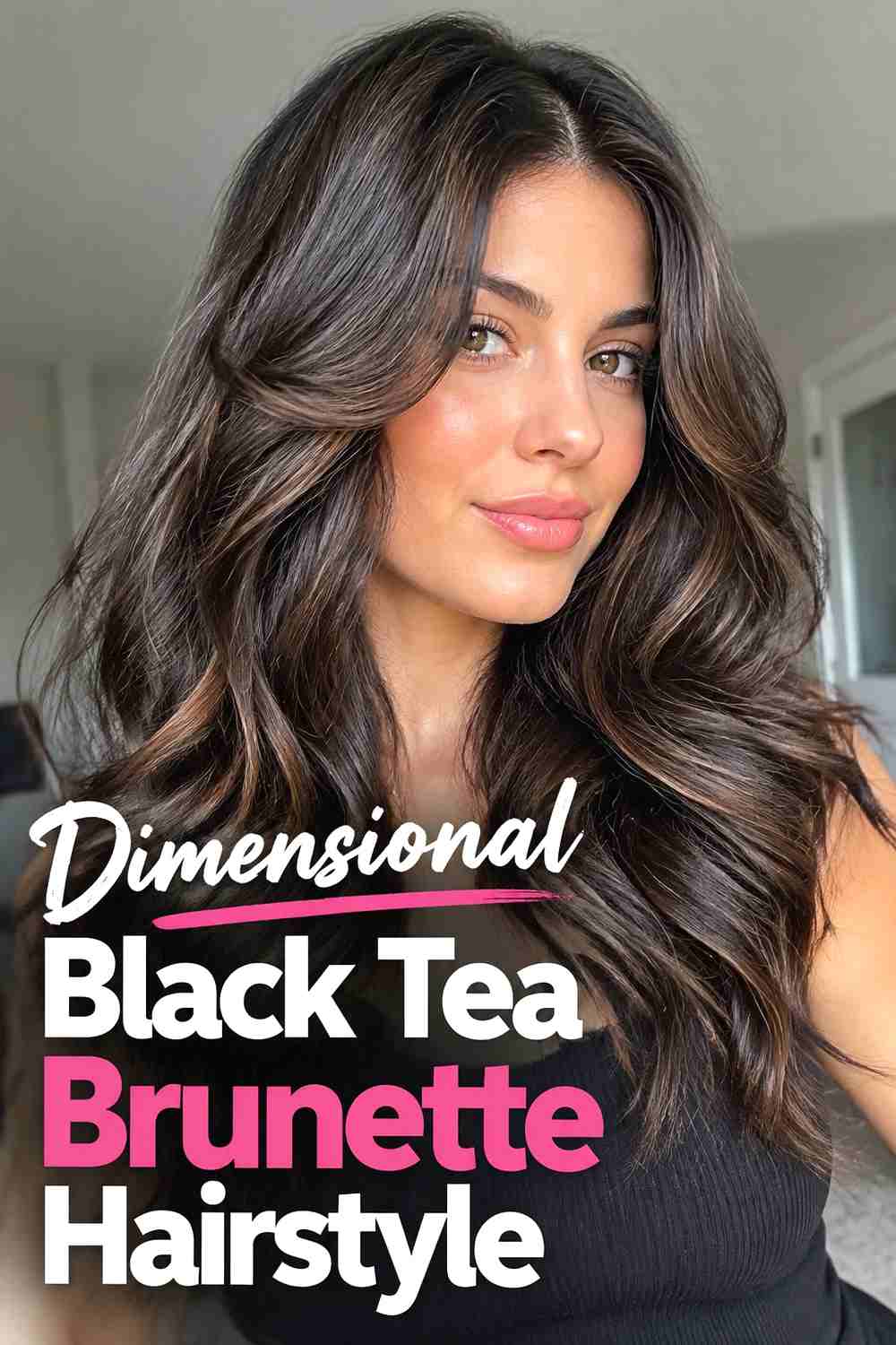 14. Dimensional Black Tea Brunette Hairstyle