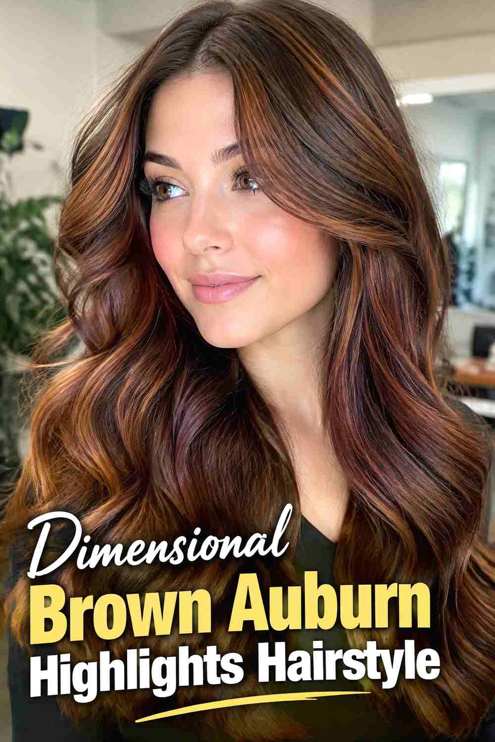 18. Dimensional Brown Auburn Highlights Hairstyle