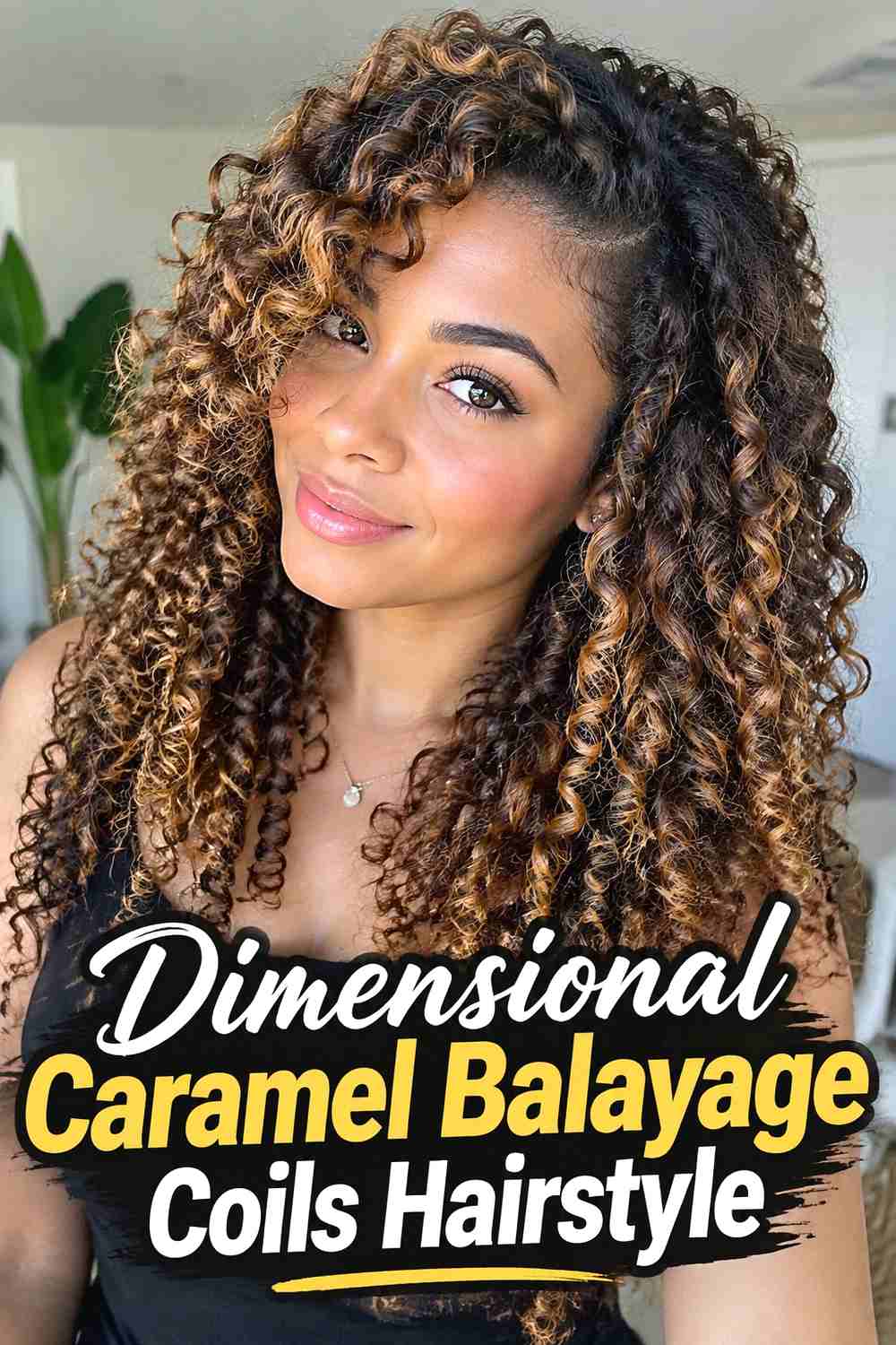 3. Dimensional Caramel Balayage Coils Hairstyle