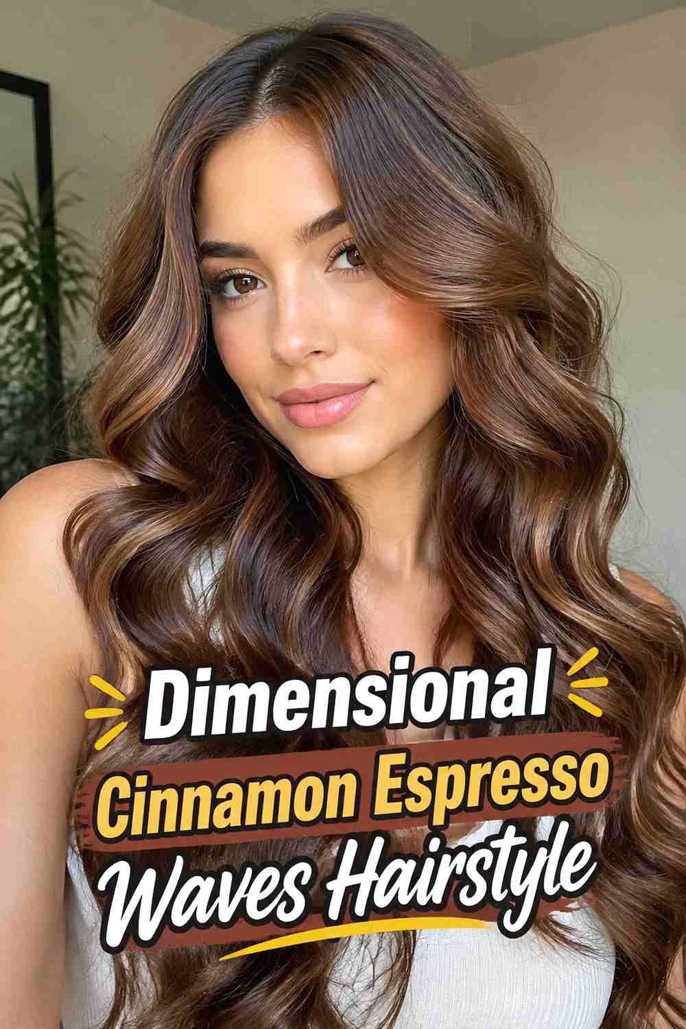14. Dimensional Cinnamon Espresso Waves Hairstyle