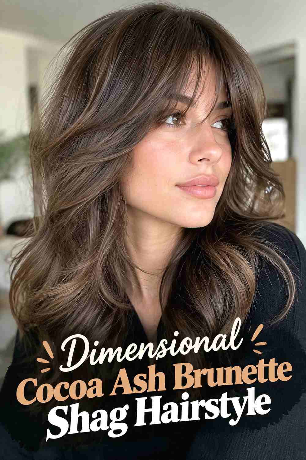 10. Dimensional Cocoa Ash Brunette Shag Hairstyle