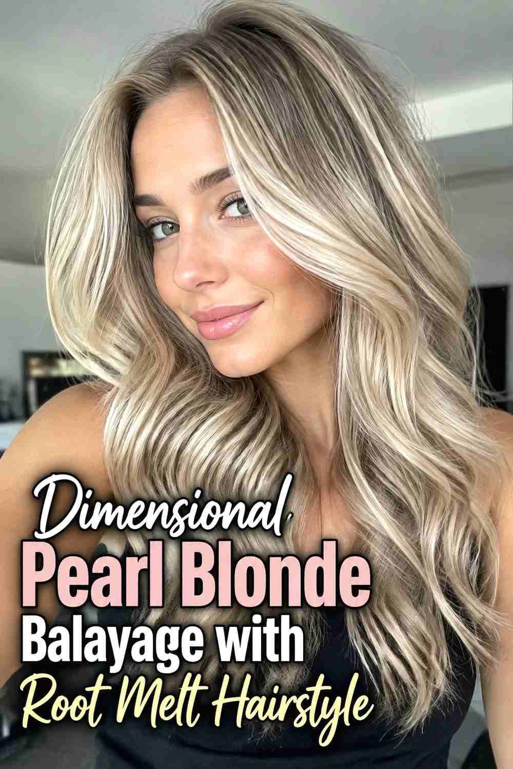 13. Dimensional Pearl Blonde Balayage With Root Melt Hairstyle