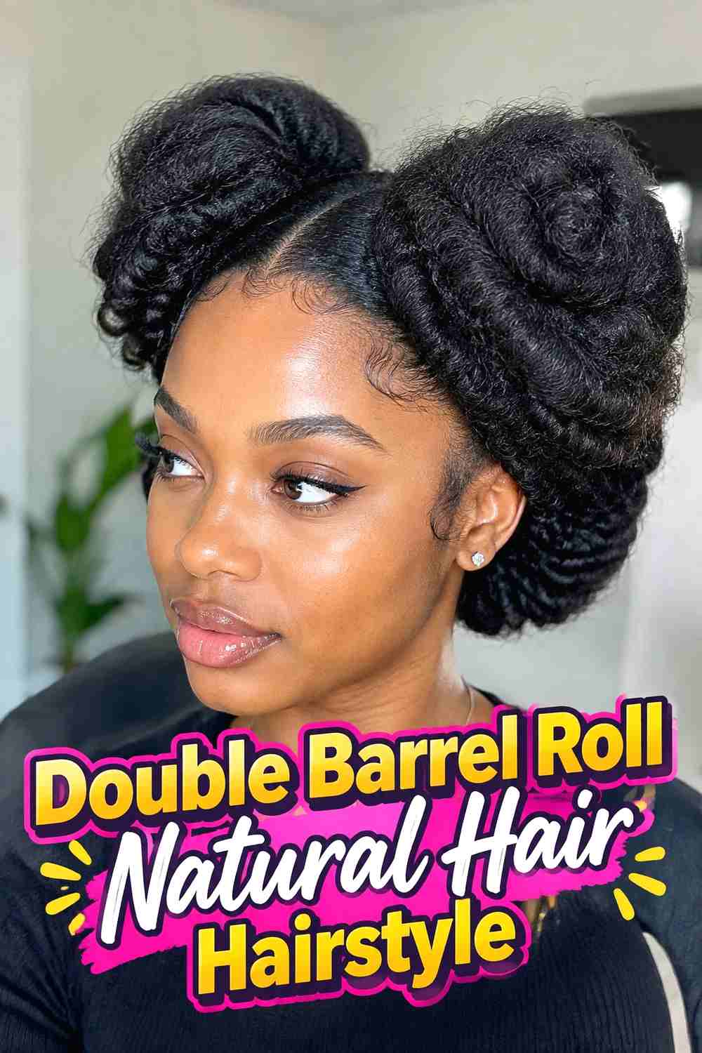 4. Double Barrel Roll Natural Hair Hairstyle