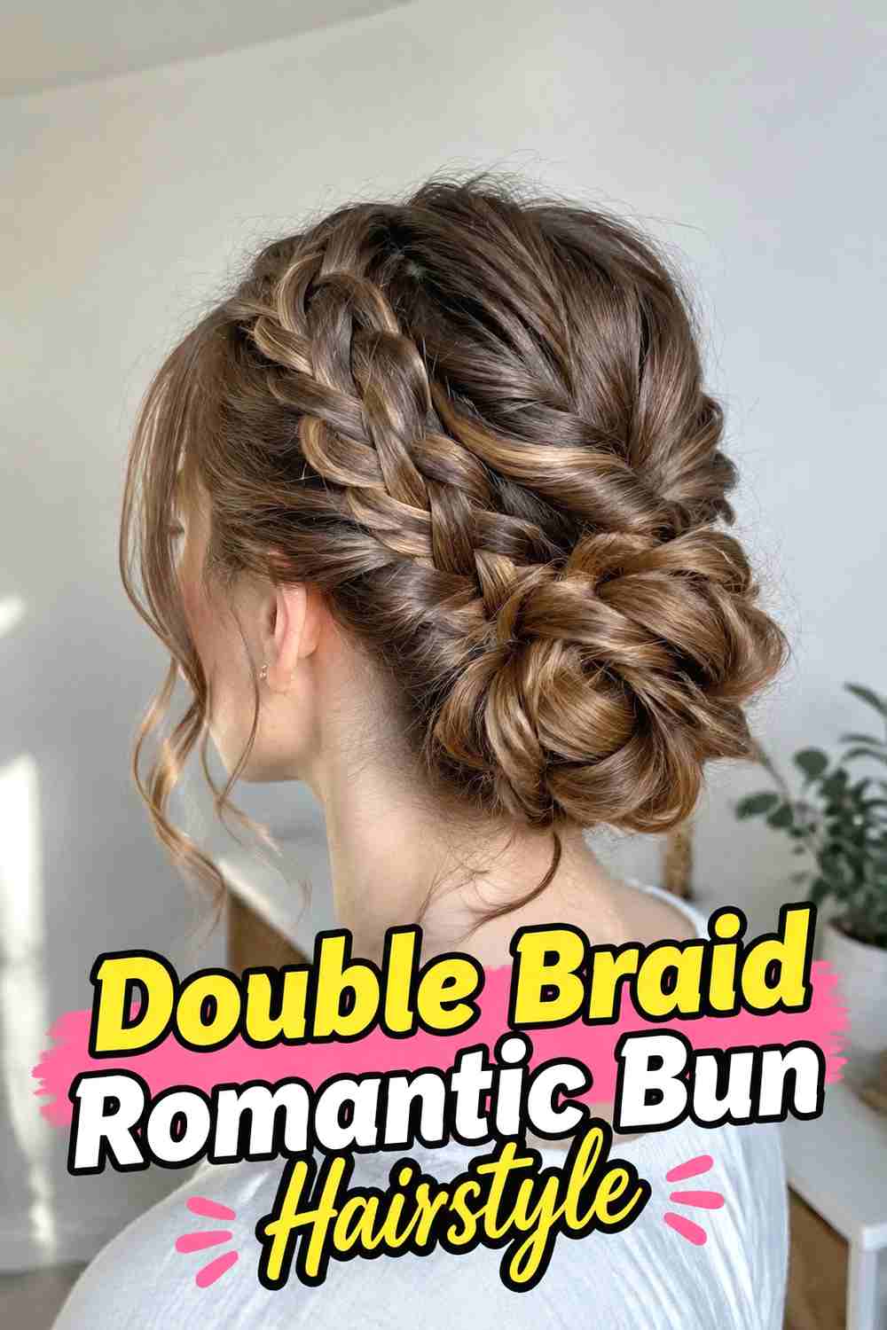 5. Double Braid Romantic Bun Hairstyle
