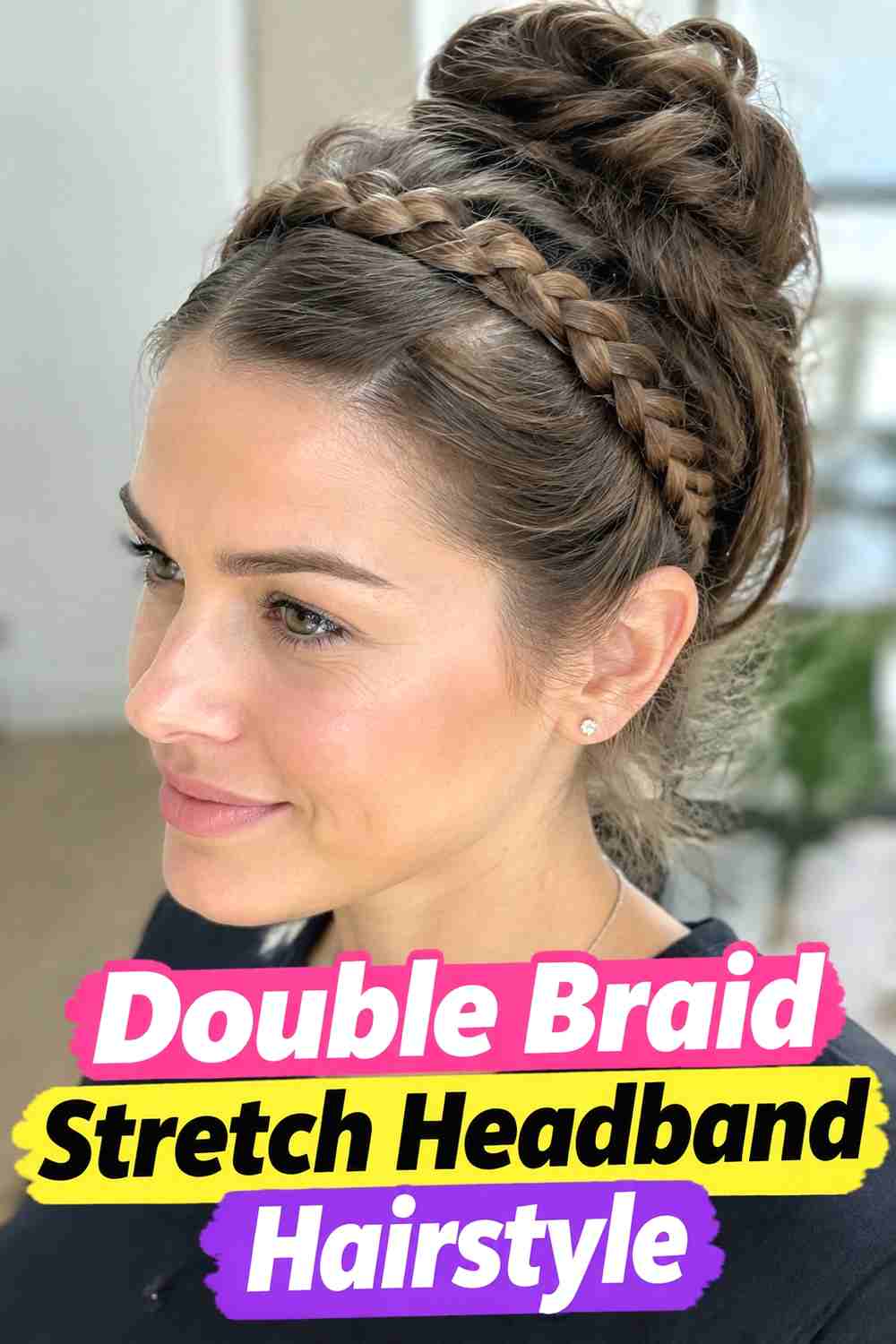 8. Double Braid Stretch Headband Hairstyle