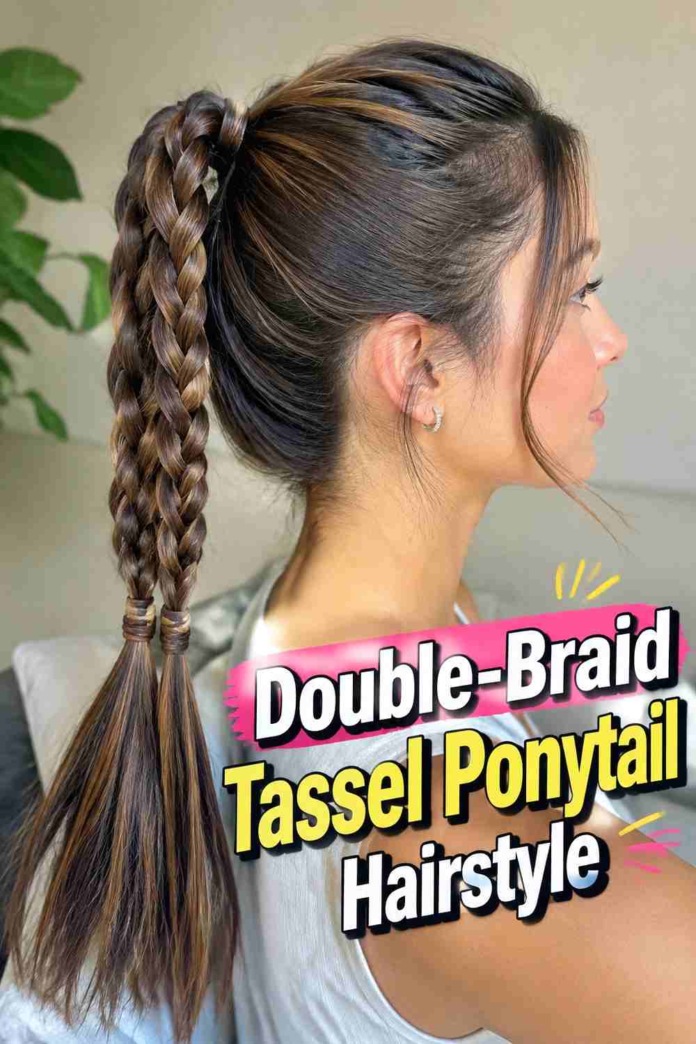7. Double Braid Tassel Ponytail Hairstyle