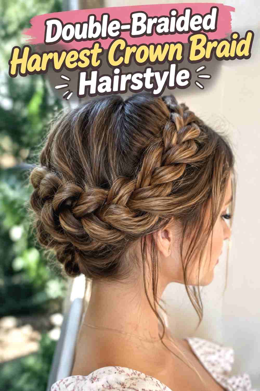 5. Double Braided Harvest Crown Braid Hairstyle