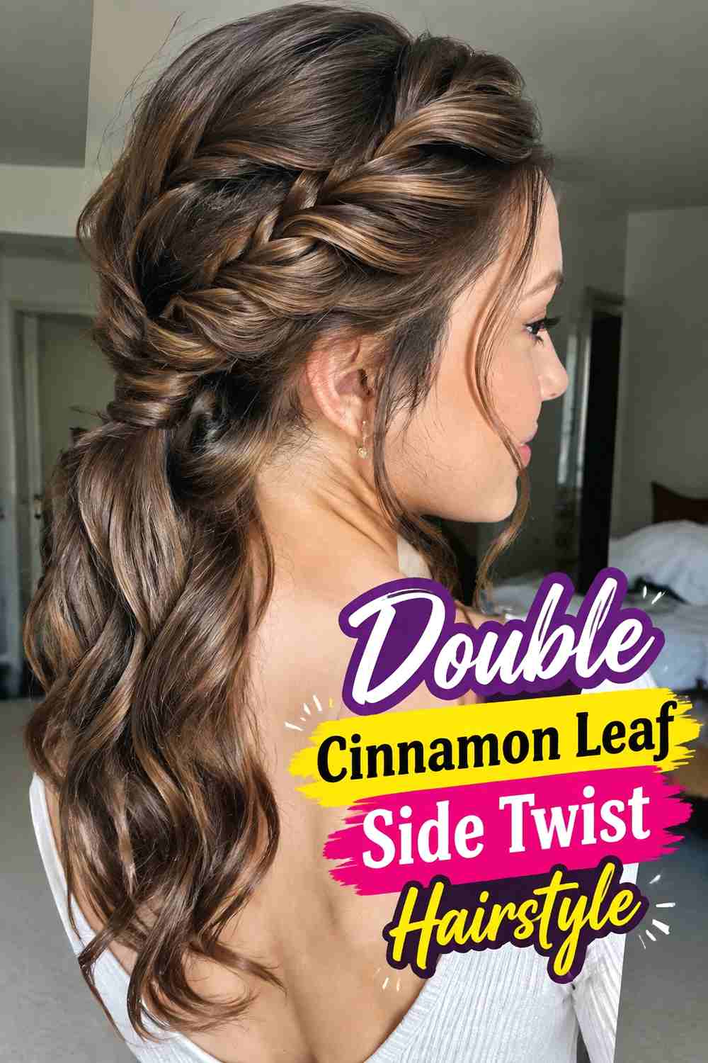 9. Double Cinnamon Leaf Side Twist Hairstyle
