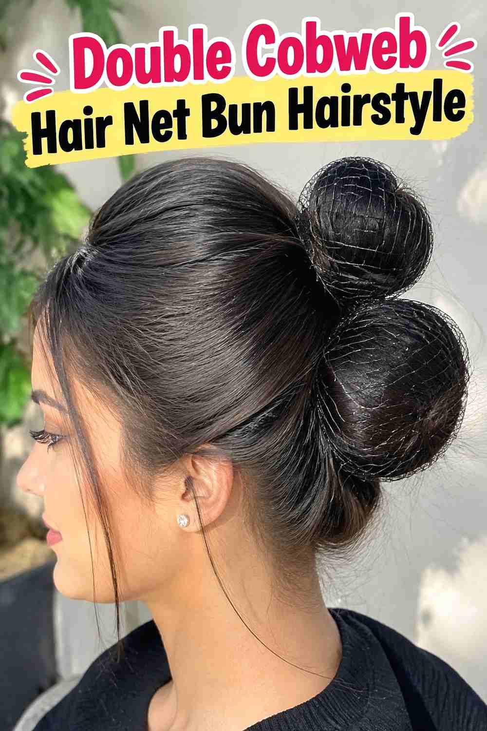 10. Double Cobweb Hair Net Bun Hairstyle