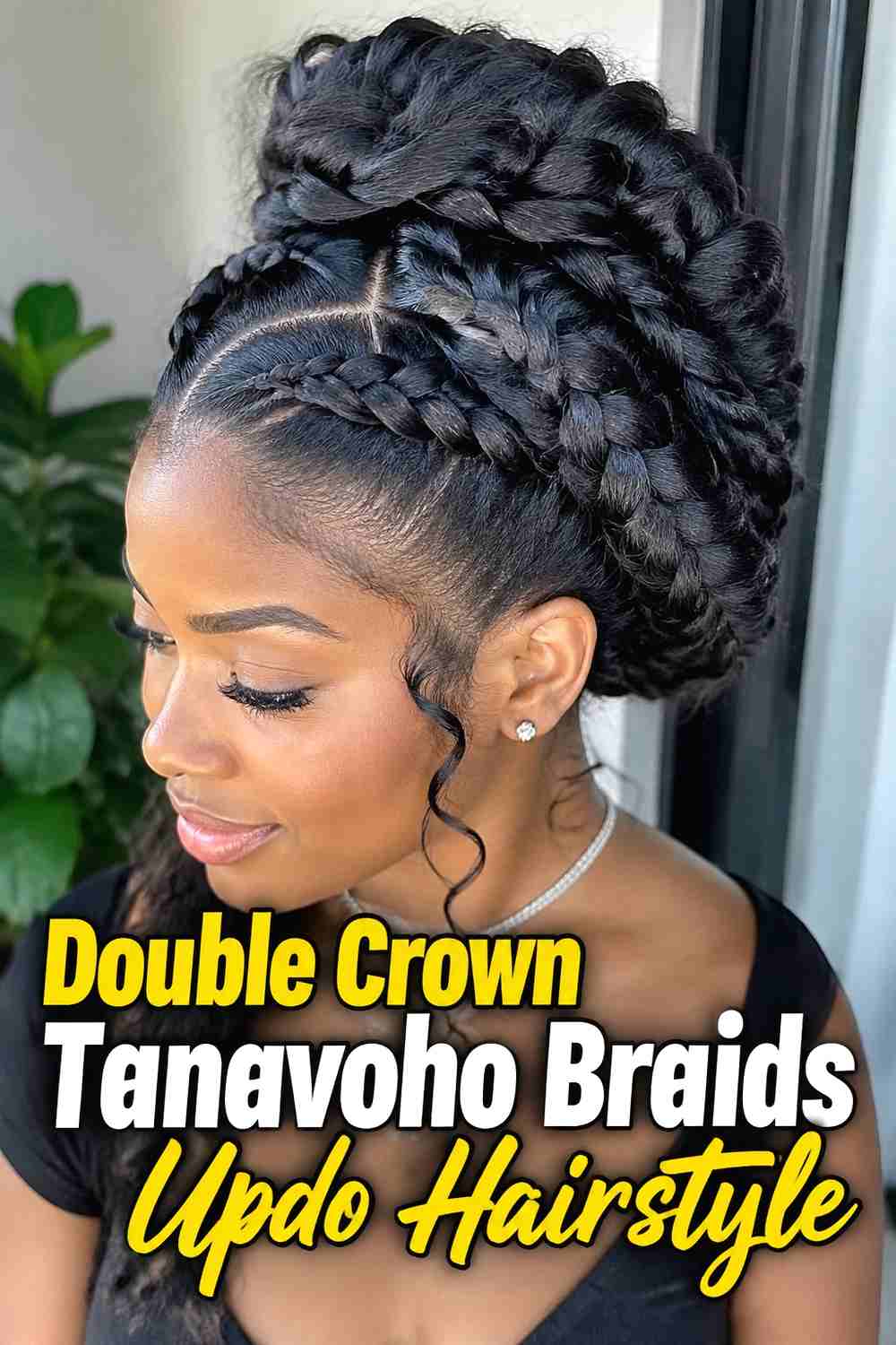 4. Double Crown Tanavoho Braids Updo Hairstyle