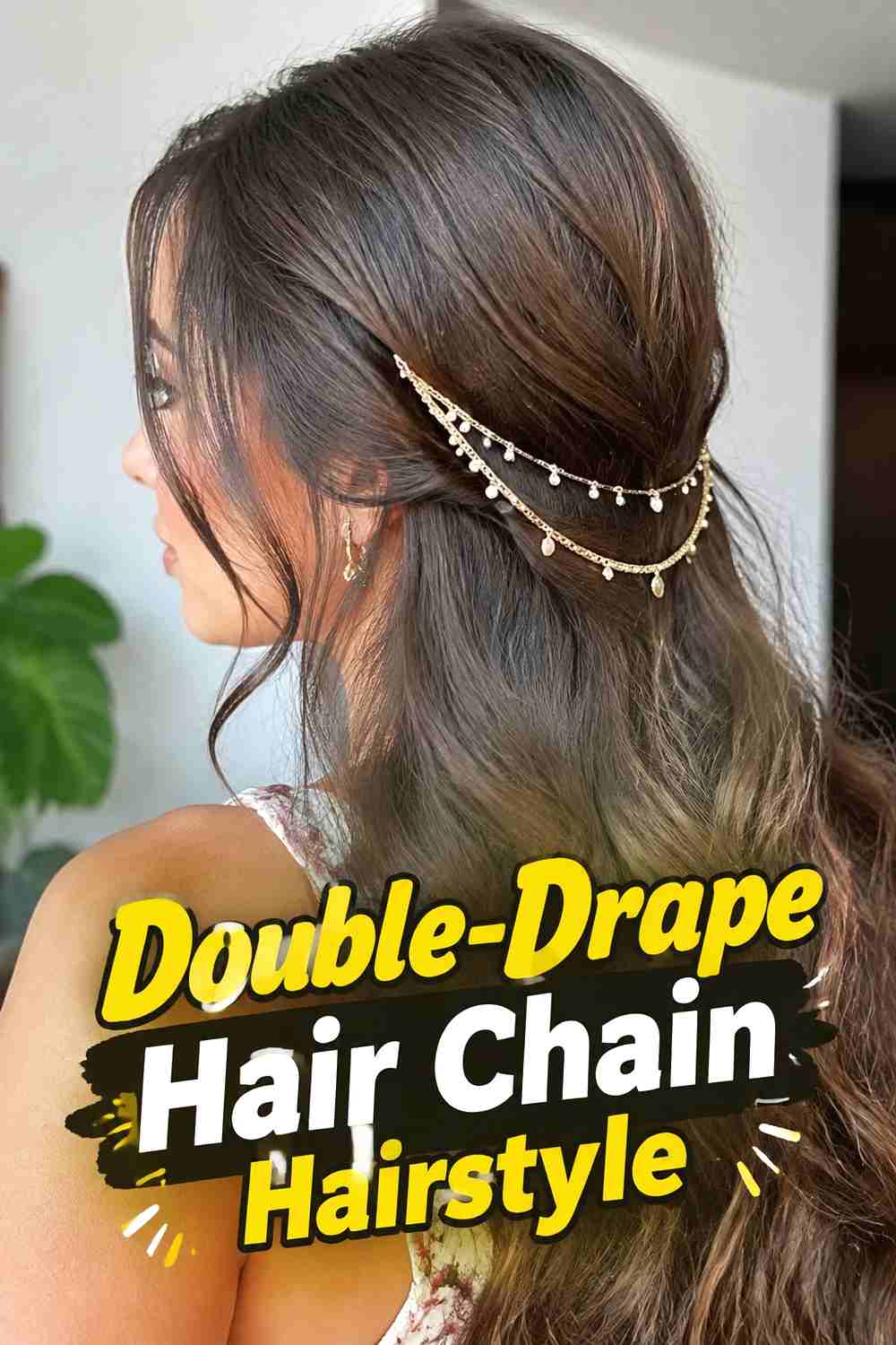 7. Double Drape Hair Chain Hairstyle
