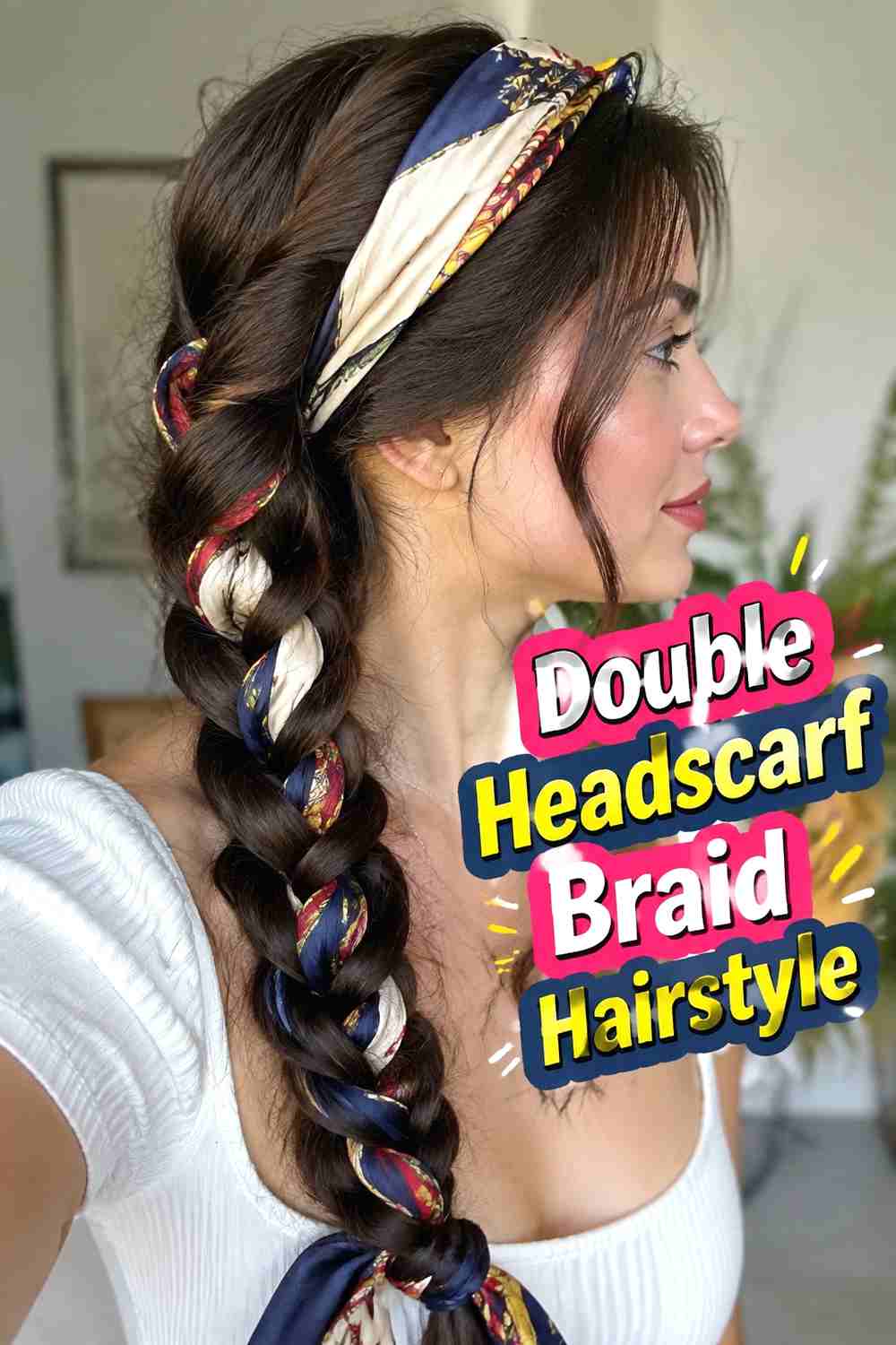 3. Double Headscarf Braid Hairstyle
