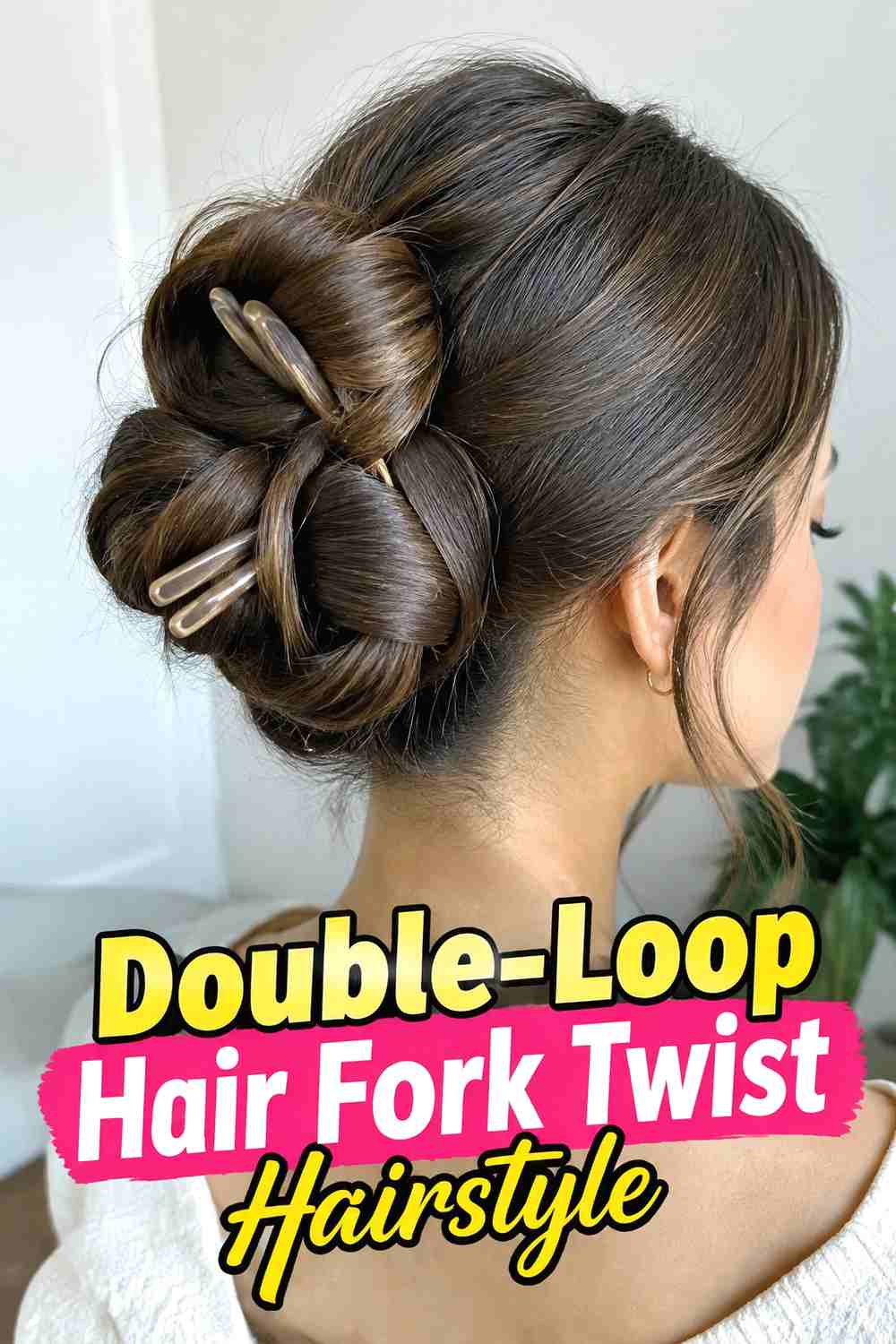 5. Double Loop Hair Fork Twist Hairstyle