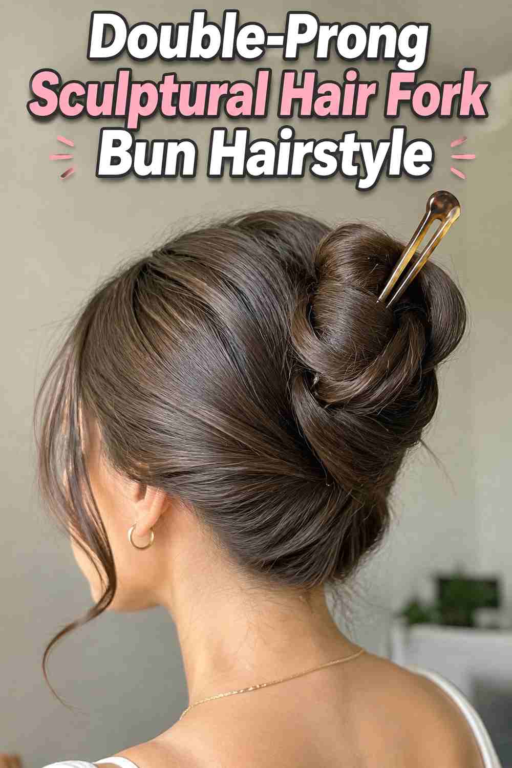 1. Double Prong Sculptural Hair Fork Bun Hairstyle