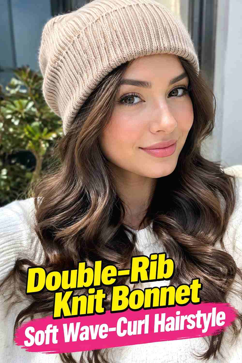 19. Double Rib Knit Bonnet Soft Wave Curl Hairstyle