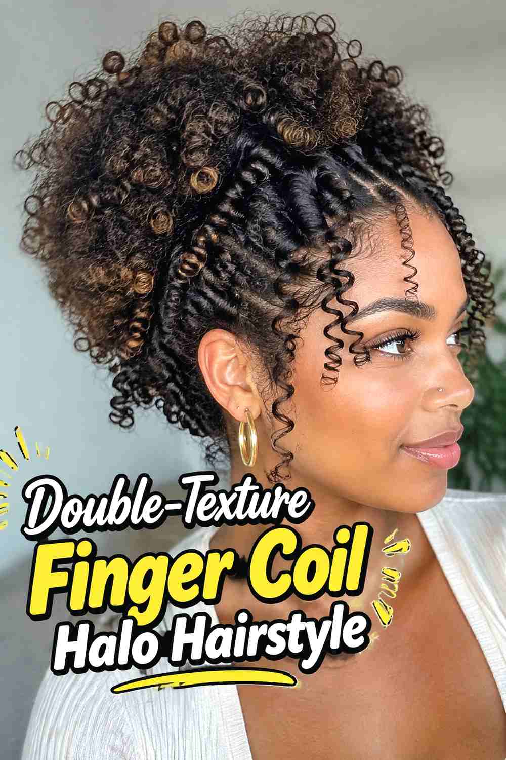 17. Double Texture Finger Coil Halo Hairstyle