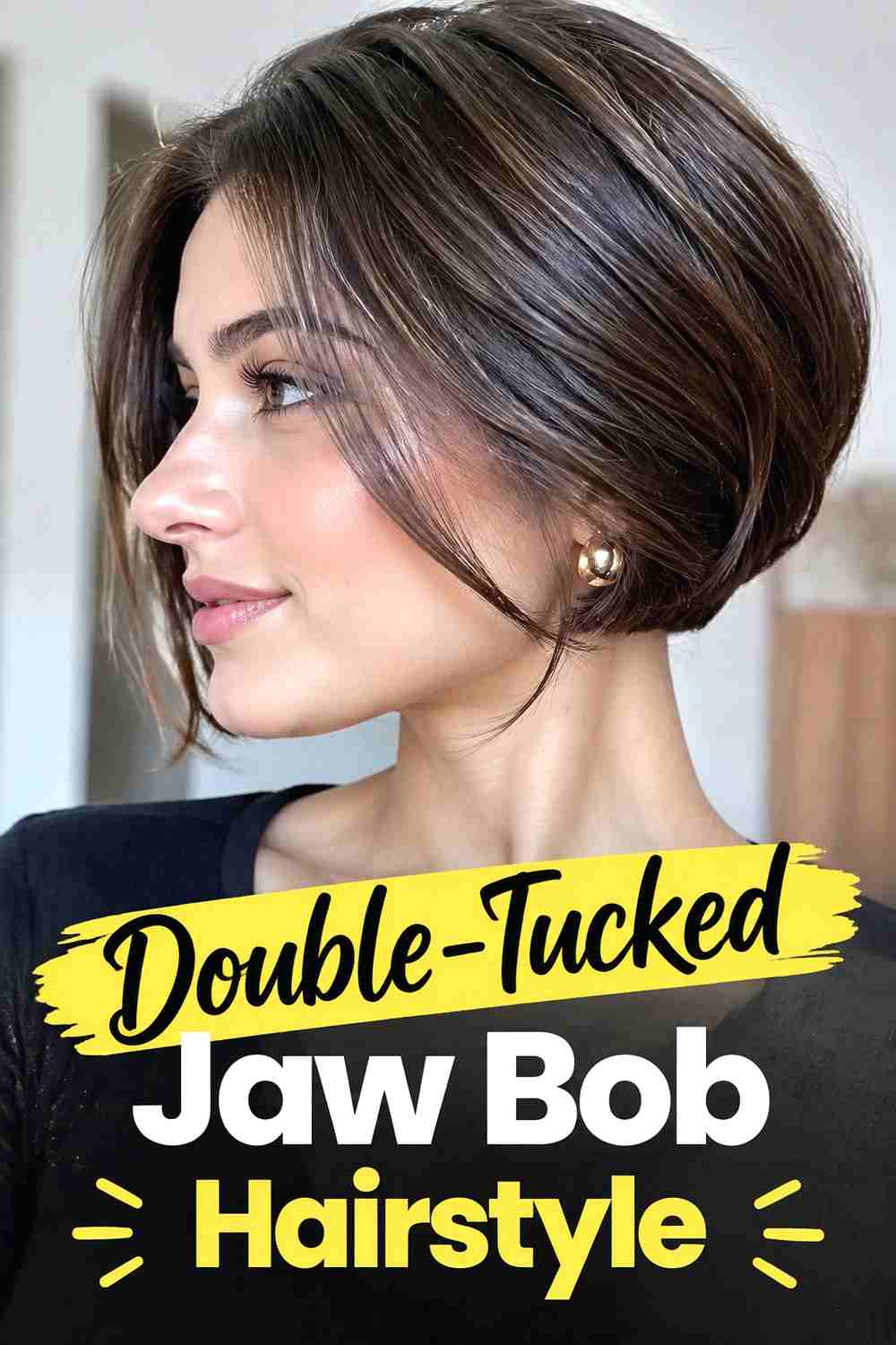 7. Double Tucked Jaw Bob Hairstyle