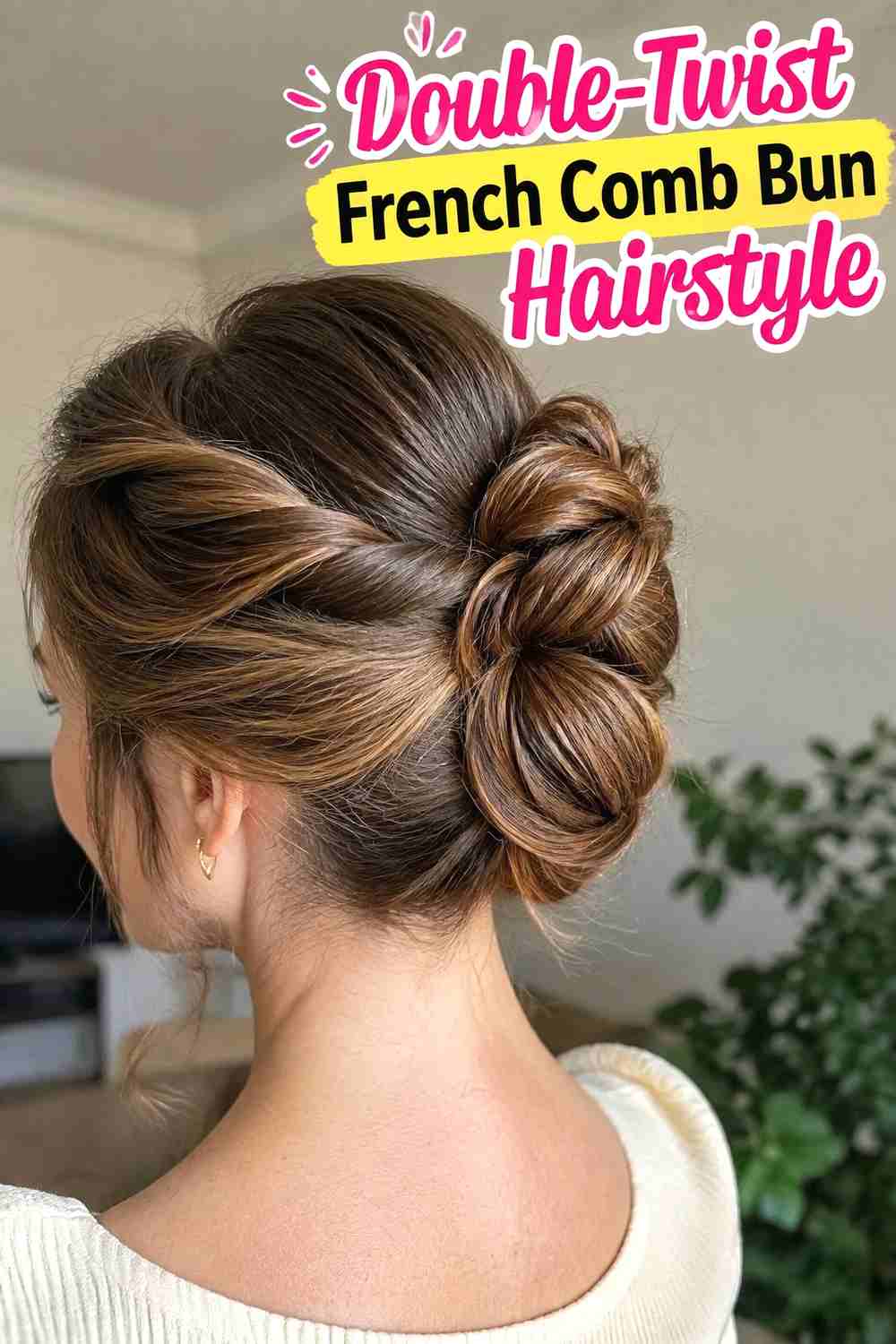 9. Double Twist French Comb Bun Hairstyle