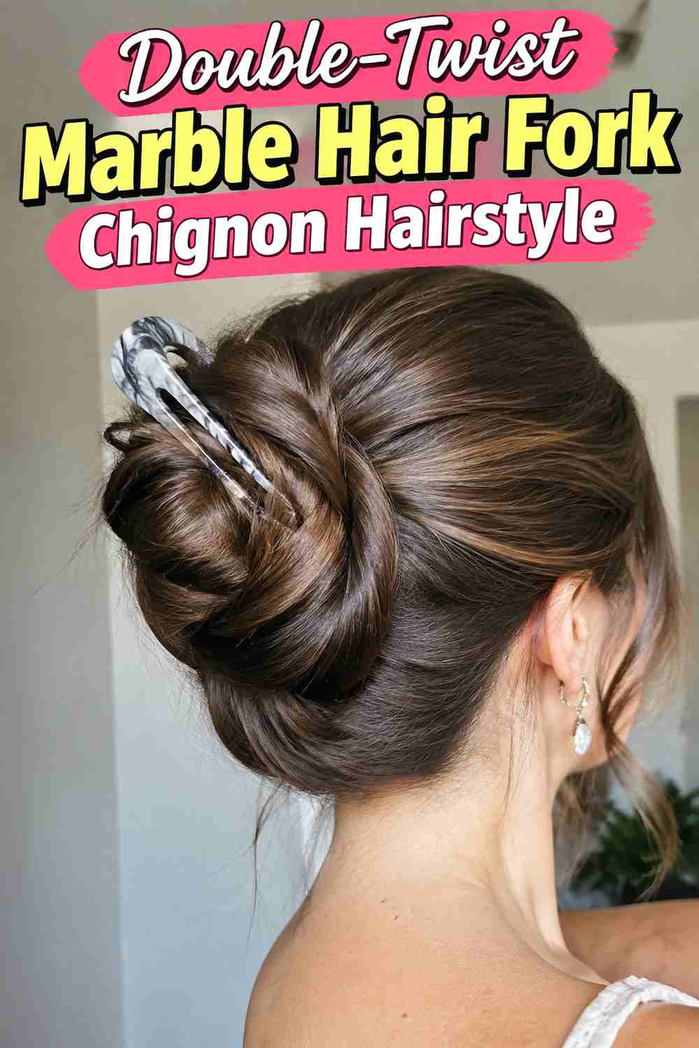 10. Double Twist Marble Hair Fork Chignon Hairstyle