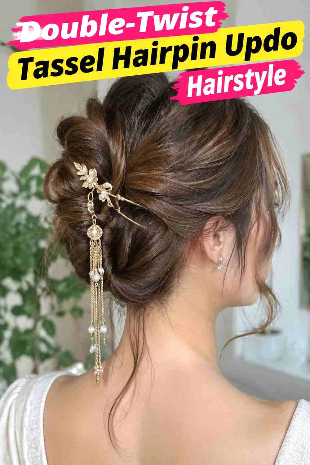 11. Double Twist Tassel Hairpin Updo Hairstyle