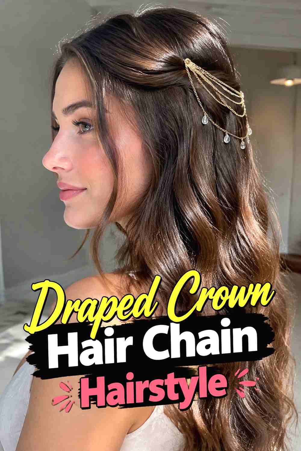 1. Draped Crown Hair Chain Hairstyle
