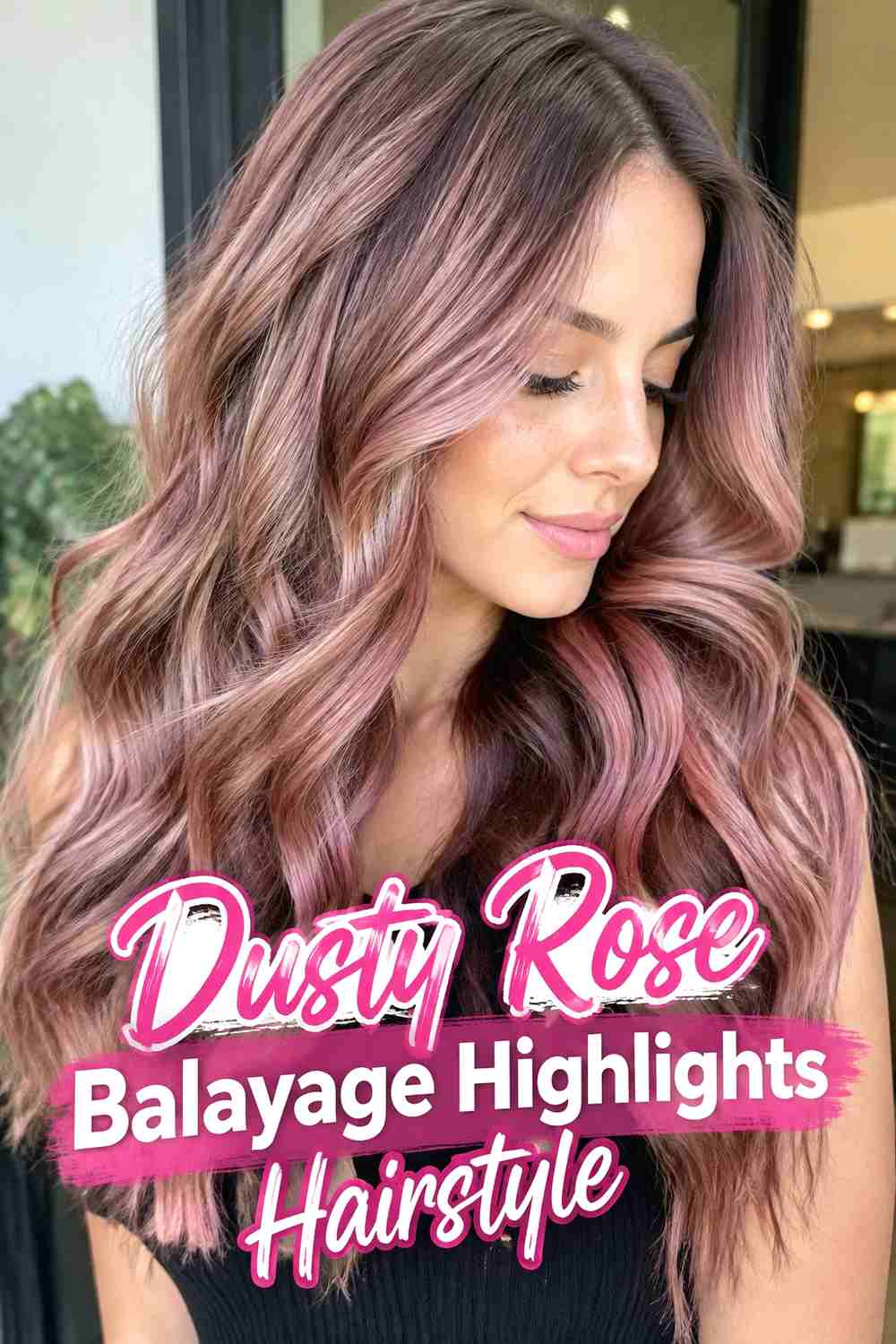 4. Dusty Rose Balayage Highlights Hairstyle