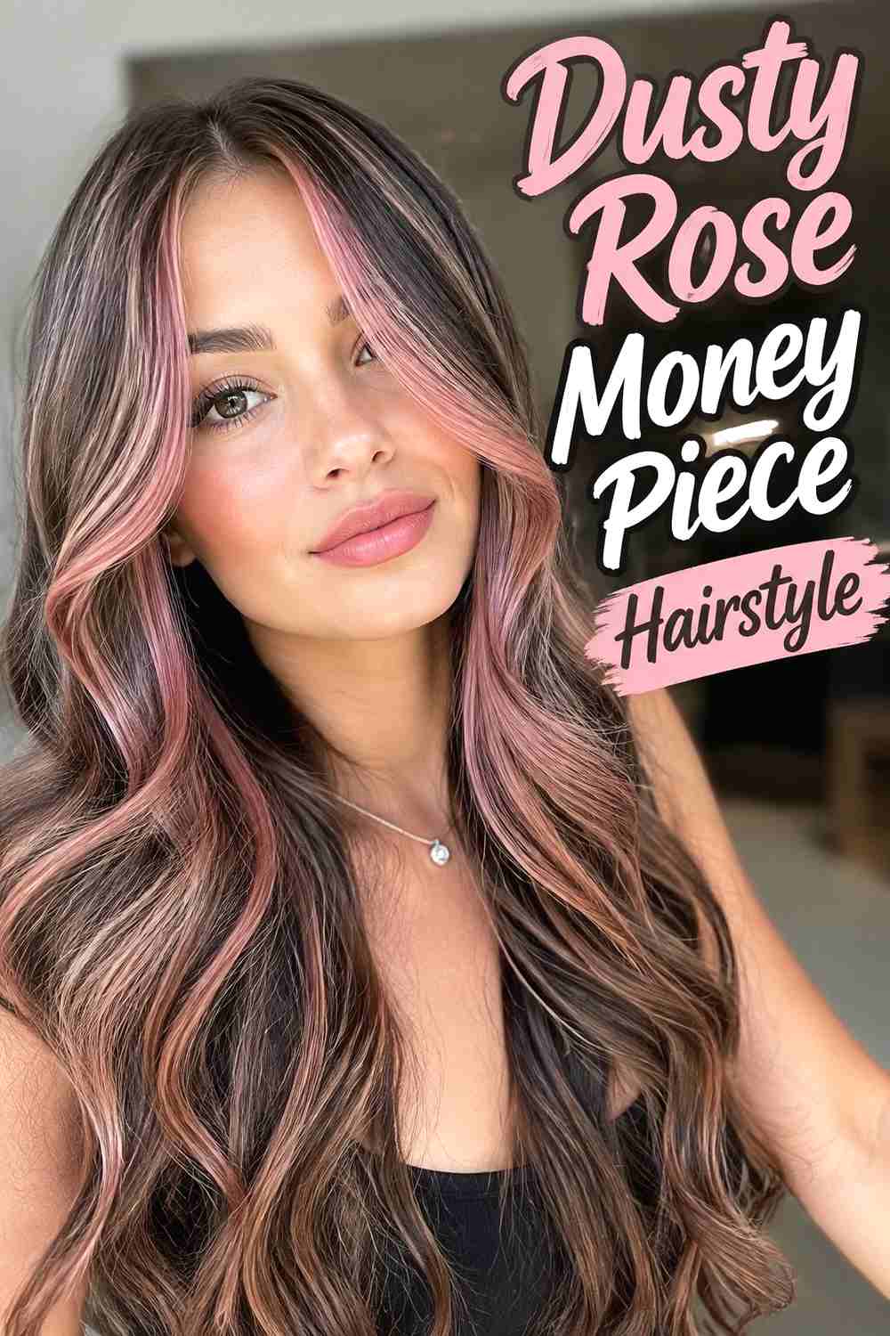 5. Dusty Rose Money Piece Hairstyle