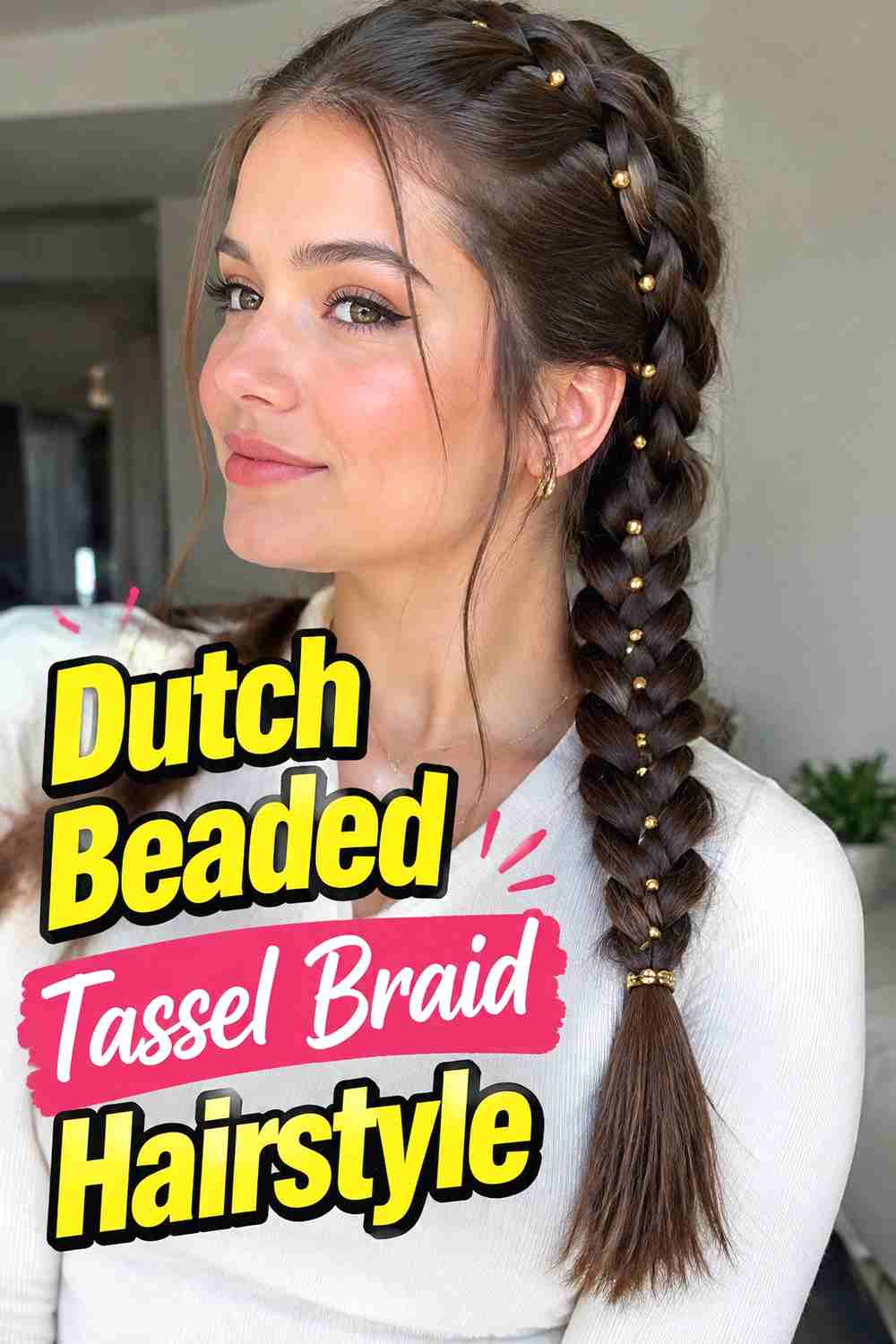 5. Dutch Beaded Tassel Braid Hairstyle