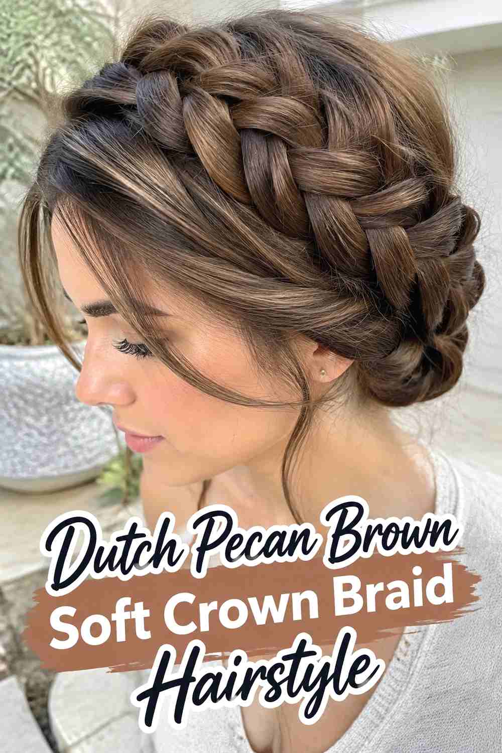 9. Dutch Pecan Brown Soft Crown Braid Hairstyle